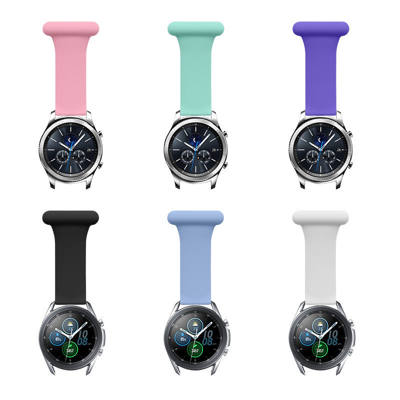 Smartwatch bands quick release silicone straps in pink, mint, purple, black, blue and gray with chronograph watch faces