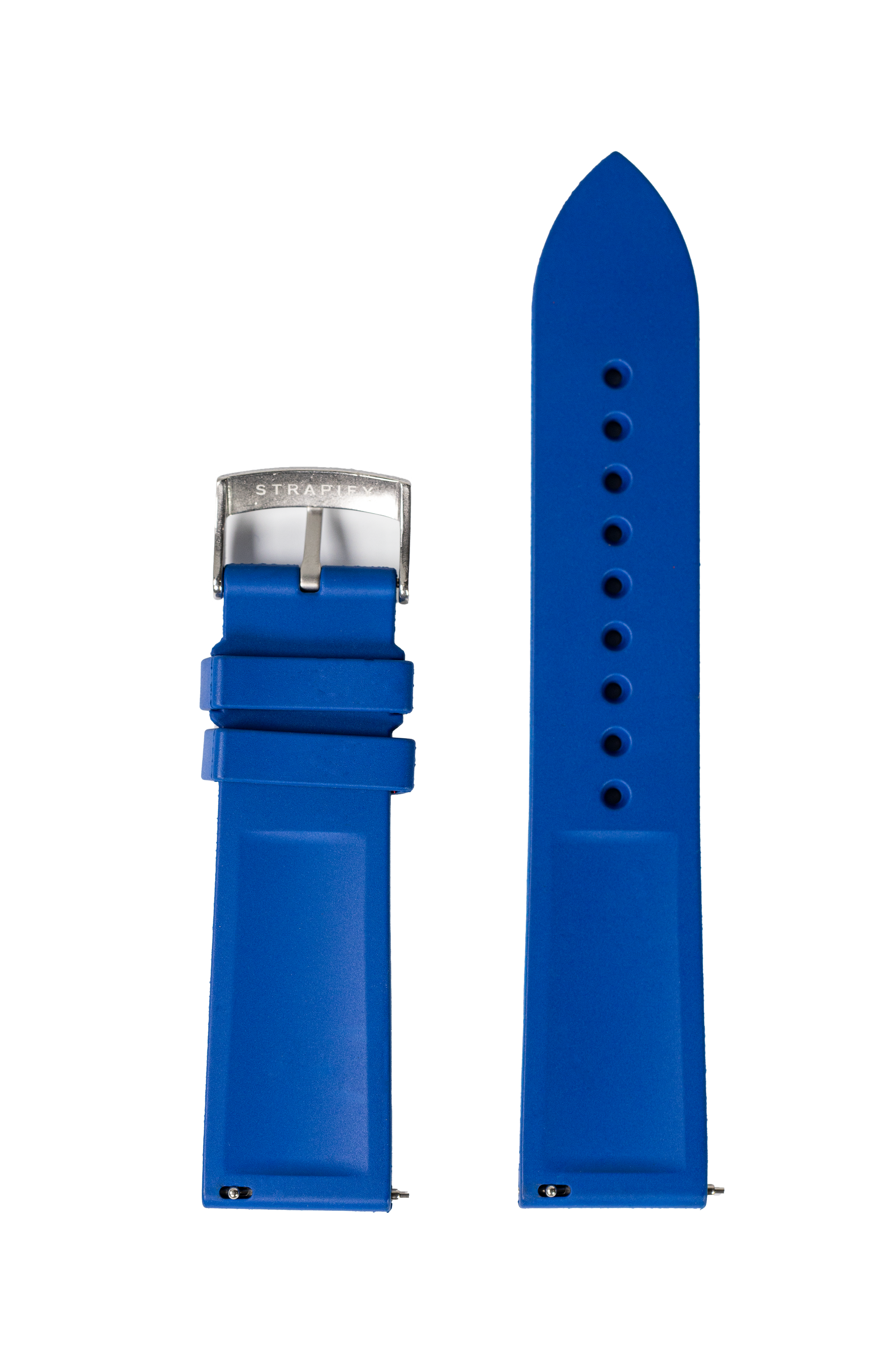 Blue rubber watch strap quick release