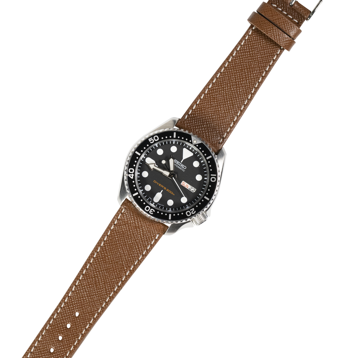 [QuickFit] Saffiano Leather - Brown with White Stitching