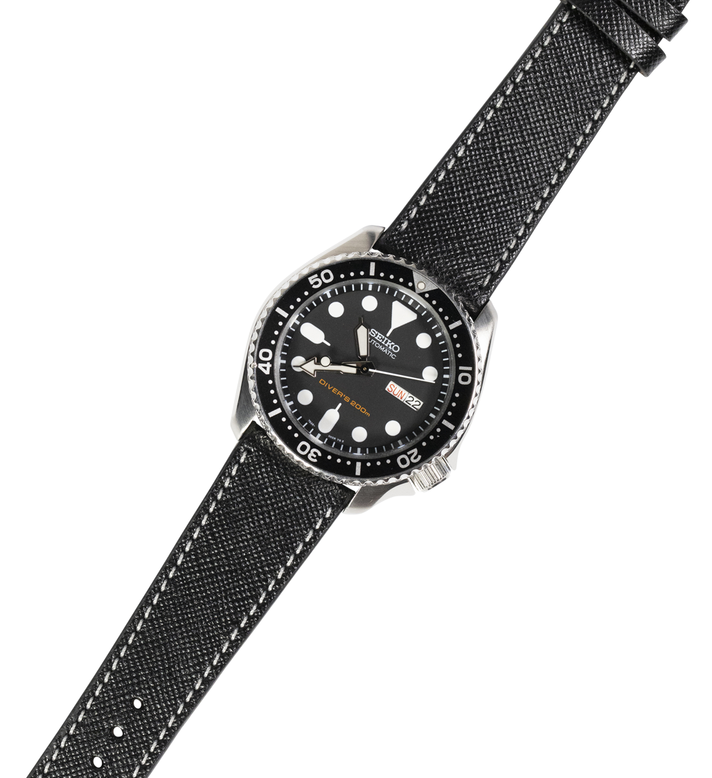 [QuickFit] Saffiano Leather - Black with White Stitching
