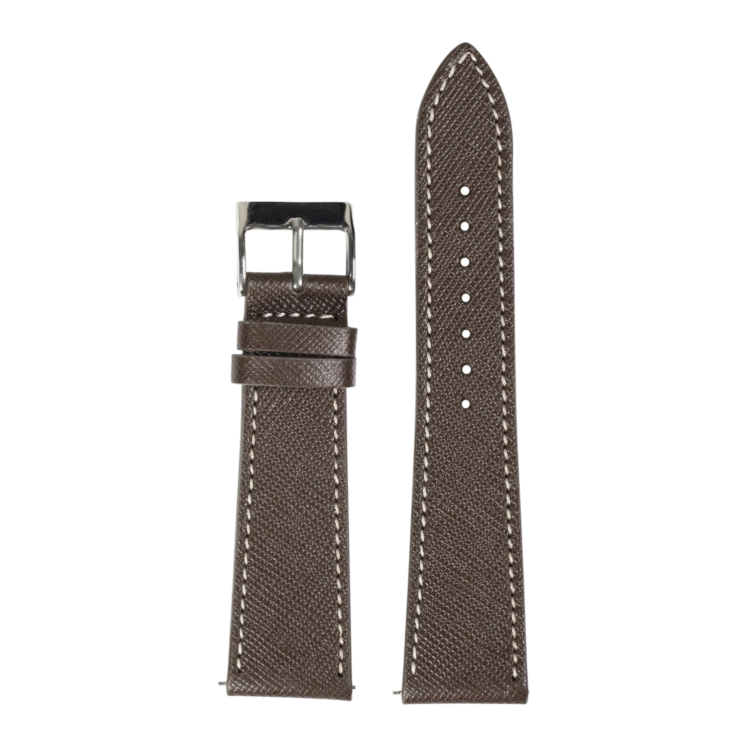 [Fitbit Versa 3 & 4/Sense 1 & 2] Saffiano Leather - Dark Brown with White Stitching