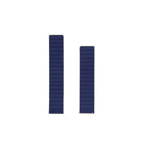 Dark blue magnetic silicone loop watch band with quick release mechanism in two different length sizes