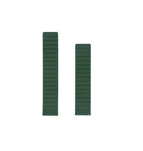 Dark green magnetic silicone loop watch bands with quick release, two sizes displayed