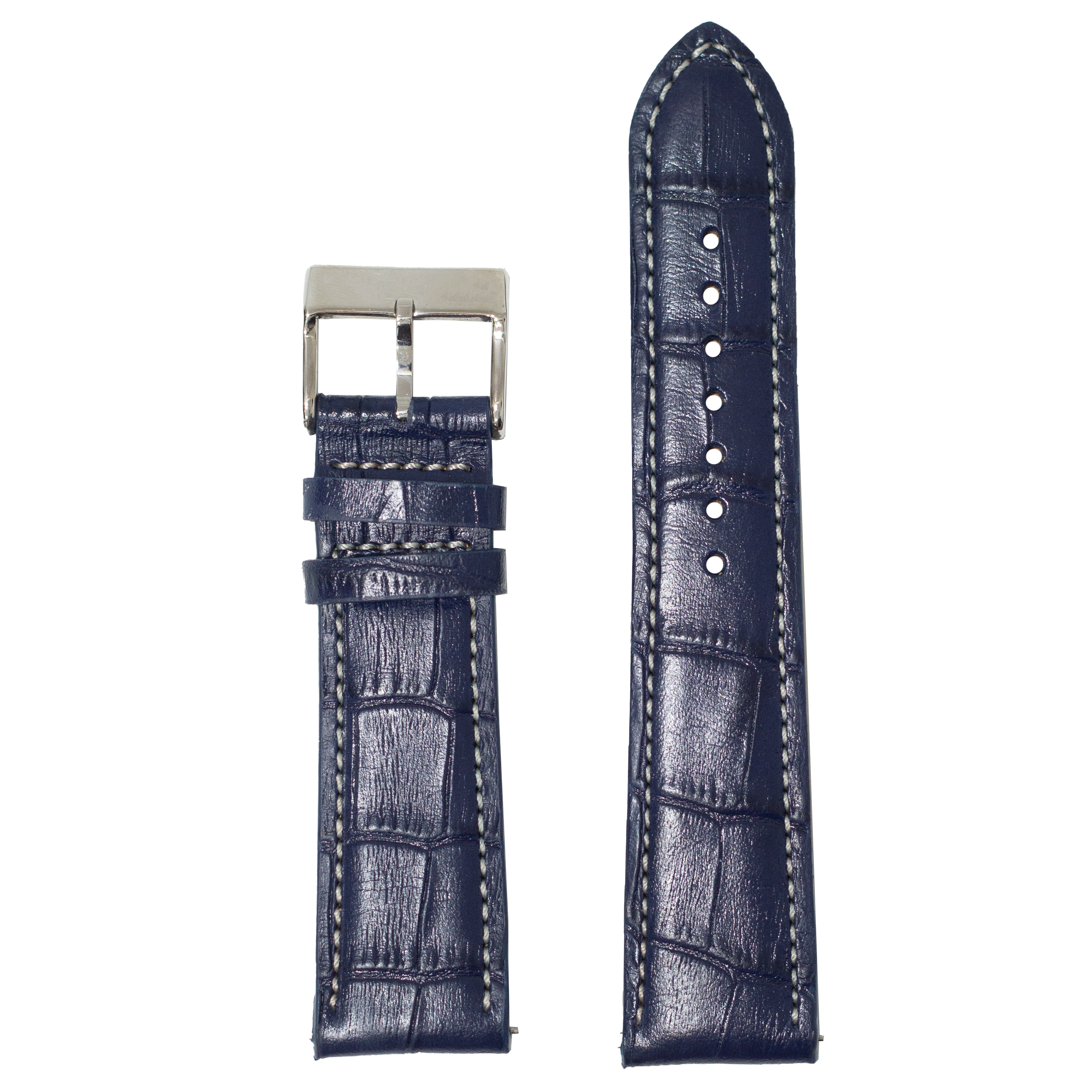 [Apple Watch] Alligator Leather - Navy Blue | White Stitching
