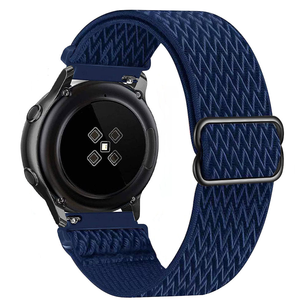 Navy blue woven loop smartwatch band with quick release connector and gunmetal hardware