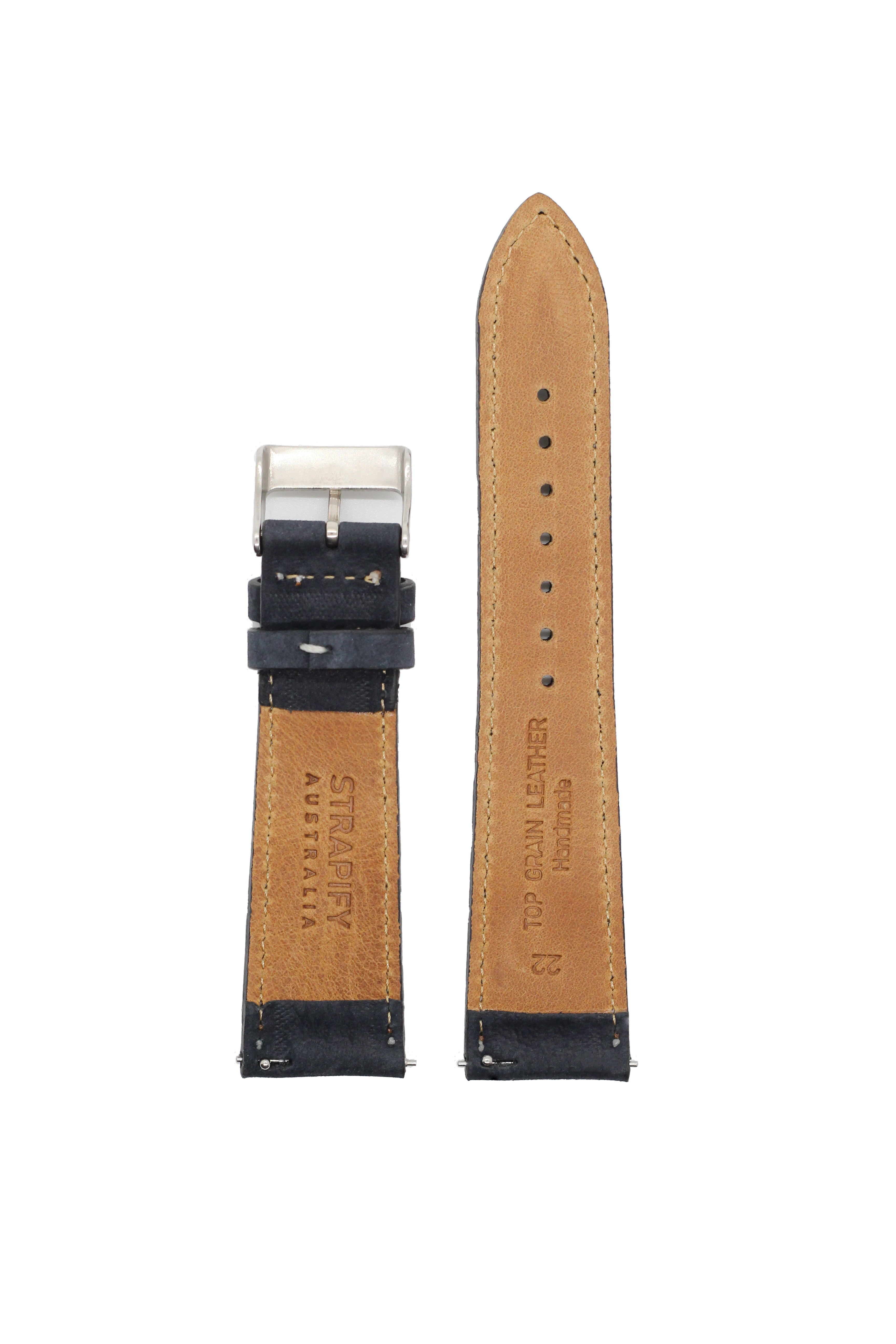 [Fitbit Charge 3 / 4] Nubuck Leather - Black | White Stitching