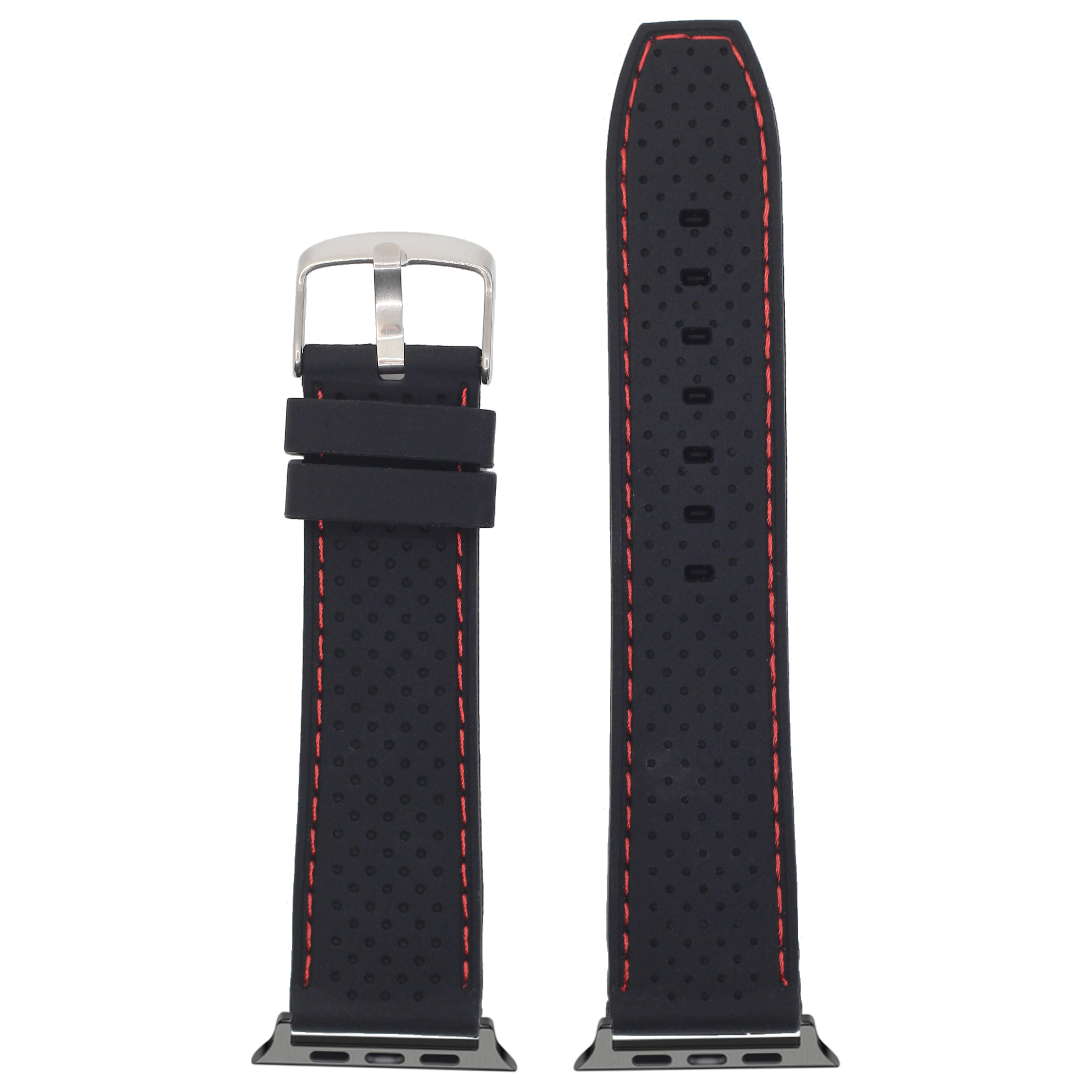 Perforated Flexi Silicone Black | Red Stitching