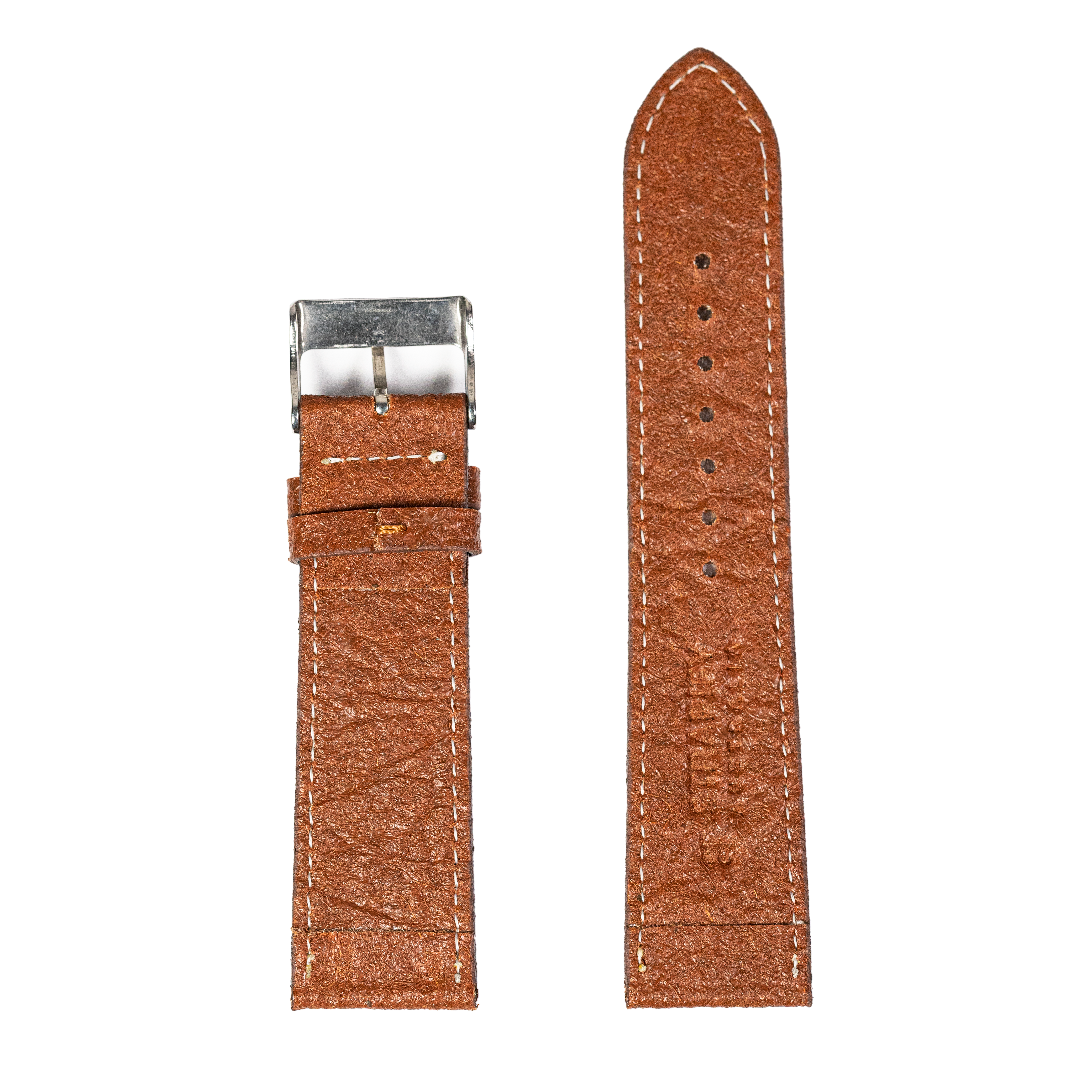 [Tissot Prx 40] Pineapple Vegan Leather - Brown | White Stitching