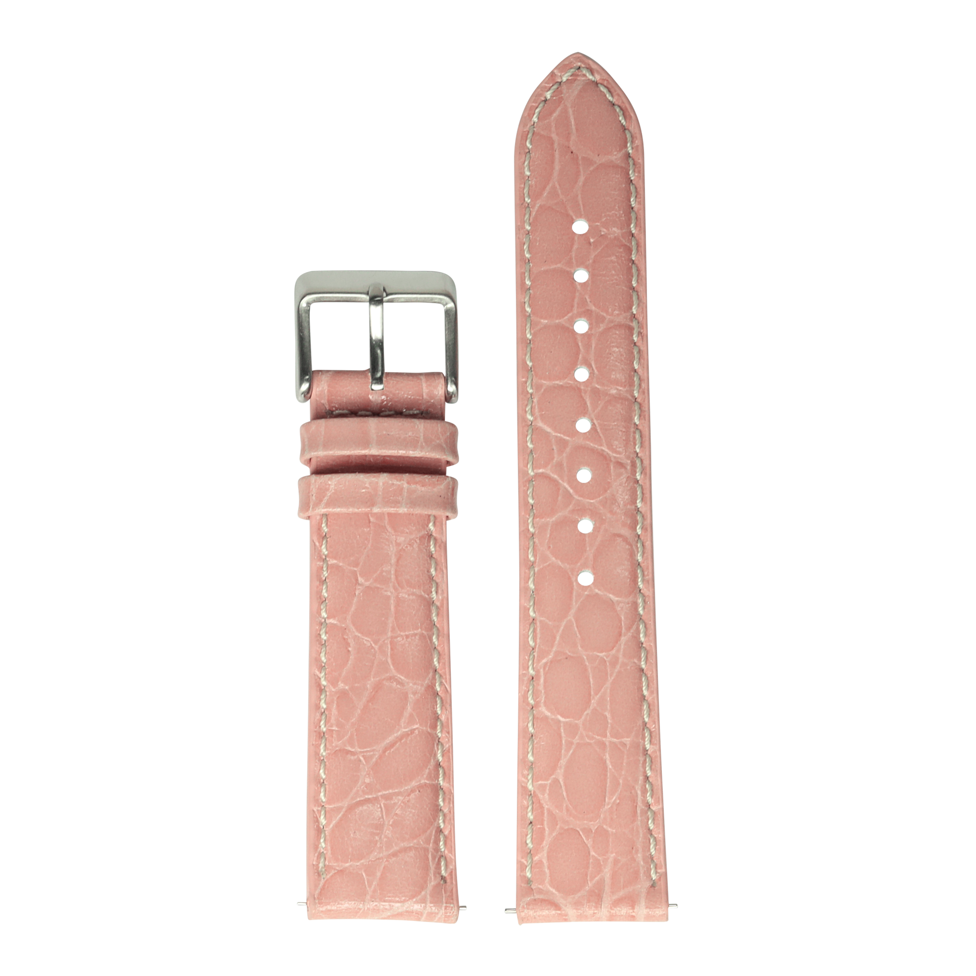 [Quick Release] Alligator Leather - Pink with White Stitching