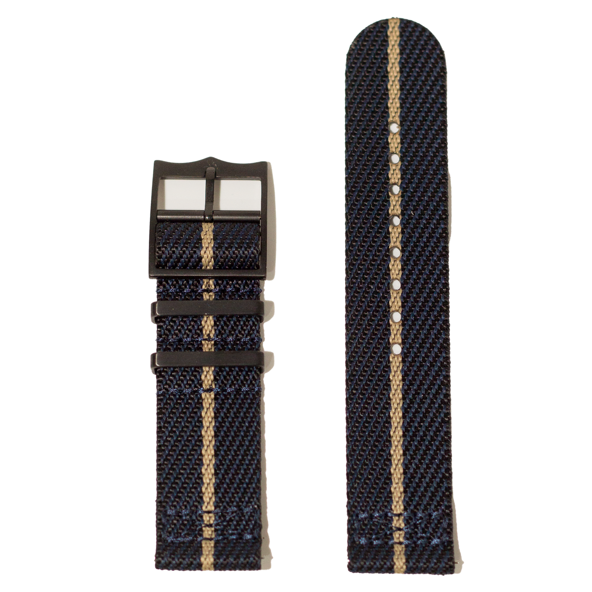 Stealth night blue wheat black hardware cross NATO watch strap