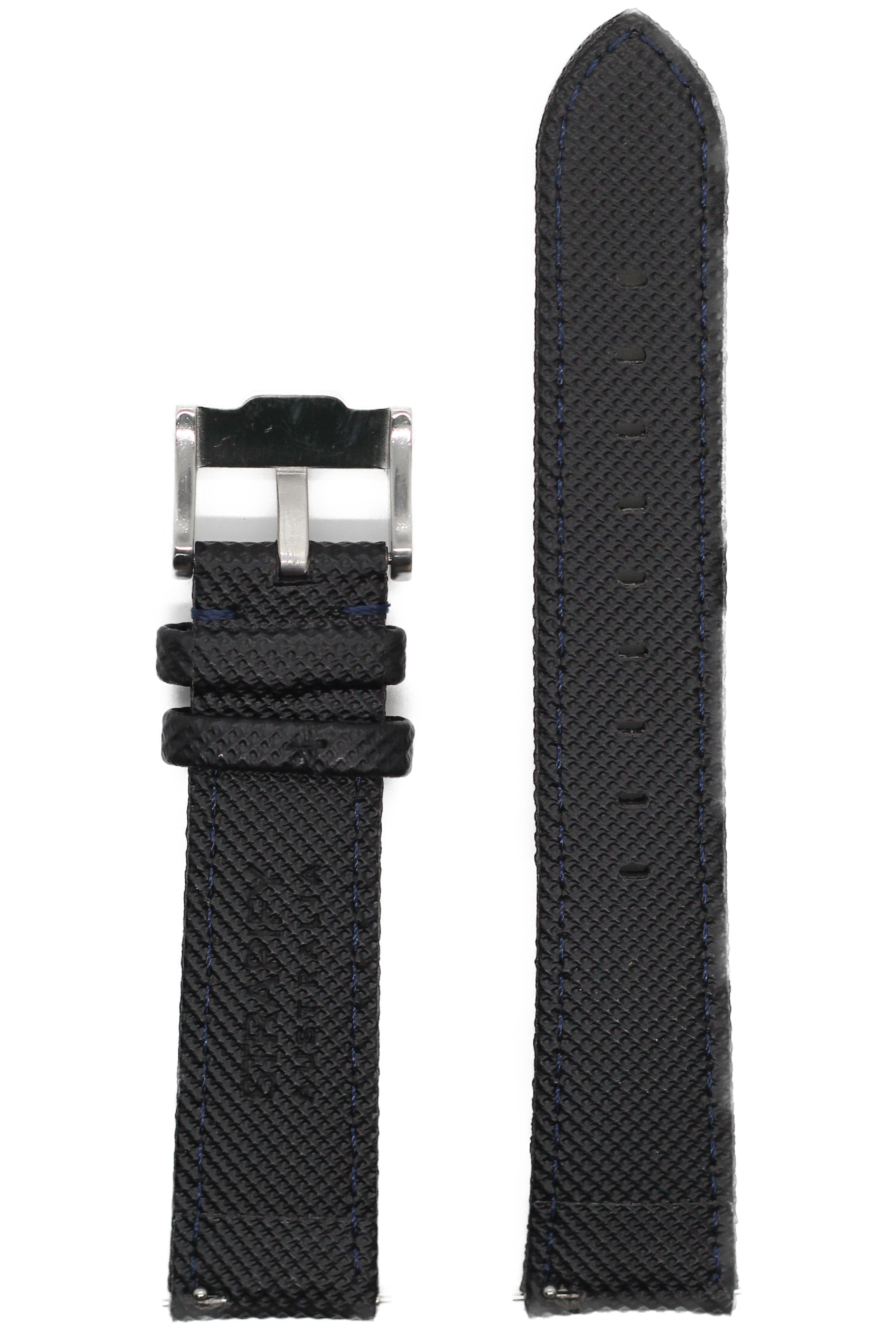 [Fitbit Versa 3 & 4/Sense 1 & 2] Sailcloth - Black | Navy Blue Stitching