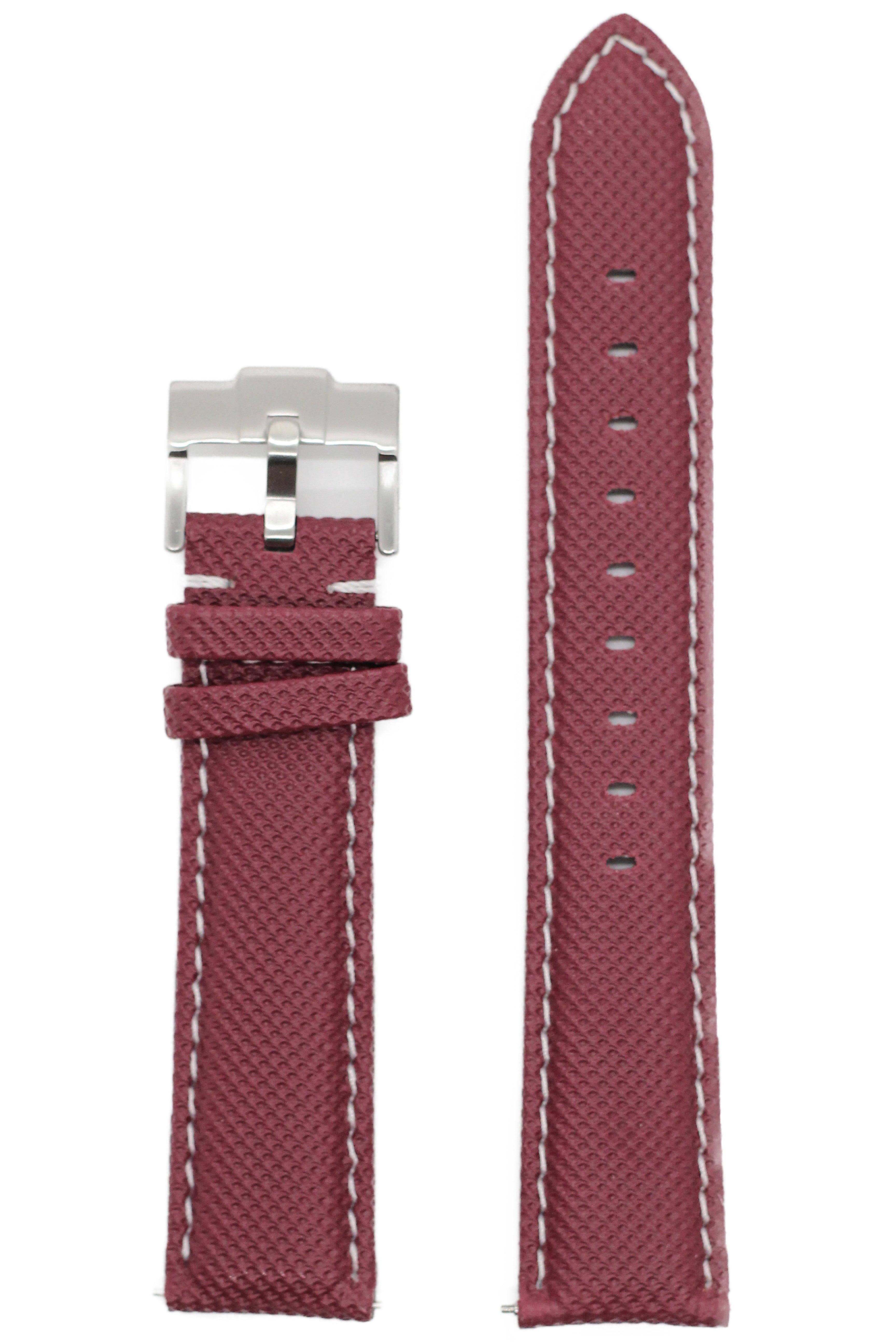 [Fitbit Versa 3 & 4/Sense 1 & 2] Sailcloth - Burgundy Red | White Stitching