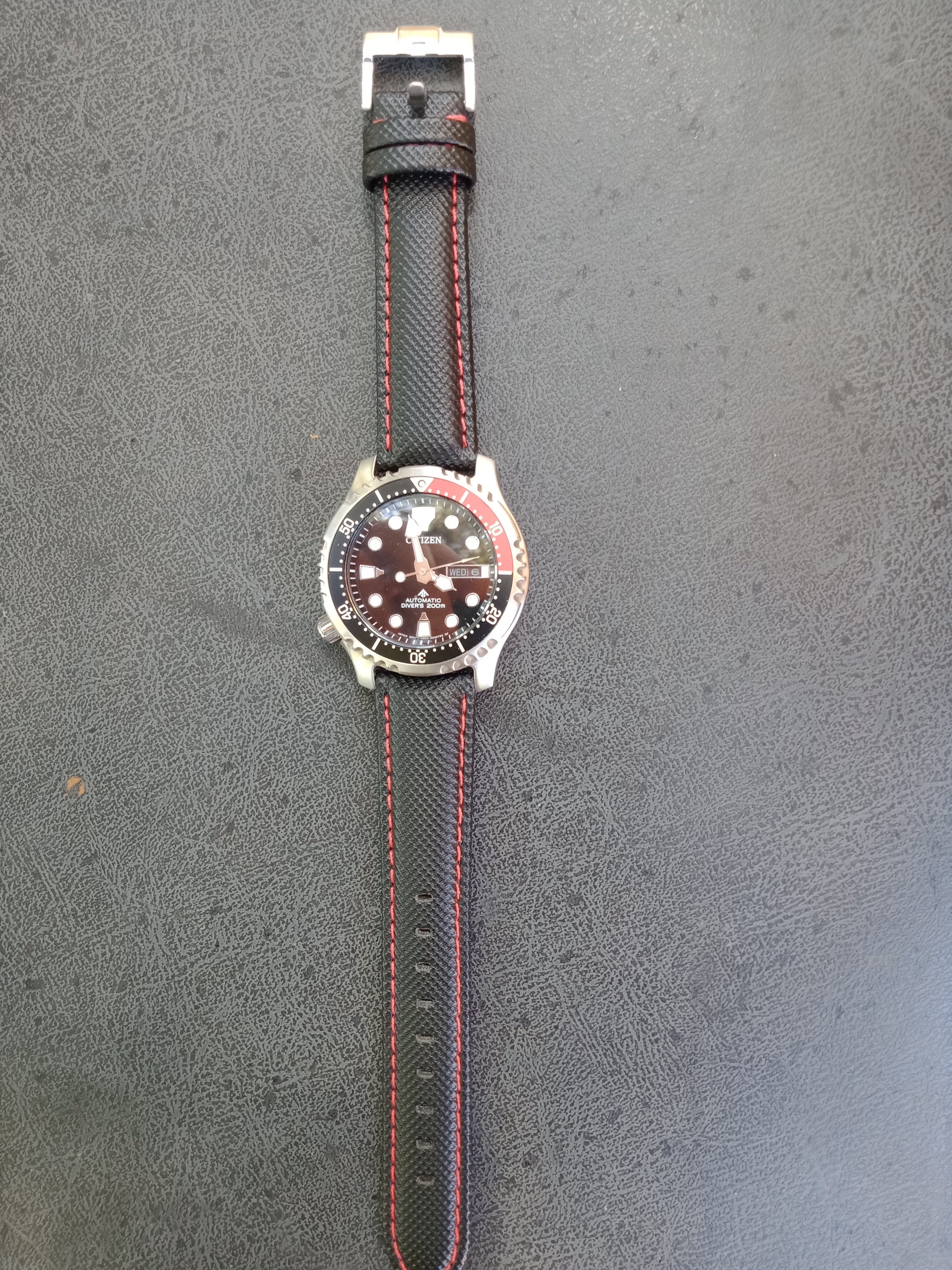 [Tissot Prx 40] Sailcloth - Black | Red Stitching