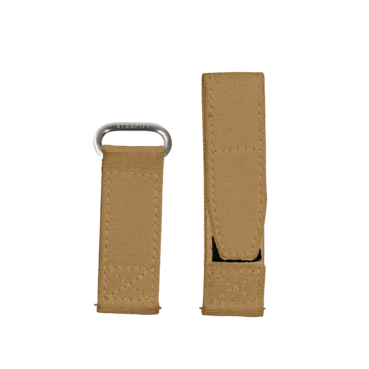 Apple Watch military velcro watch band in desert sand with metal loop attachment