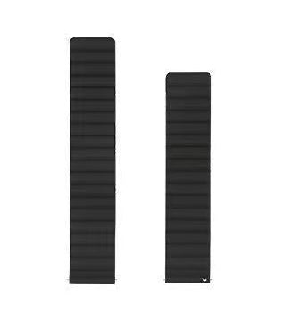 Black magnetic silicone loop watch bands with quick release, two sizes shown side by side