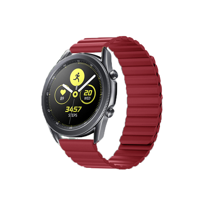 Red magnetic silicone loop watch band with quick release for smartwatch fitness tracker