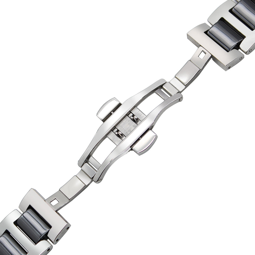 [Fitbit Versa 3 & 4/Sense 1 & 2] Ceramic Bracelet - Silver / Black