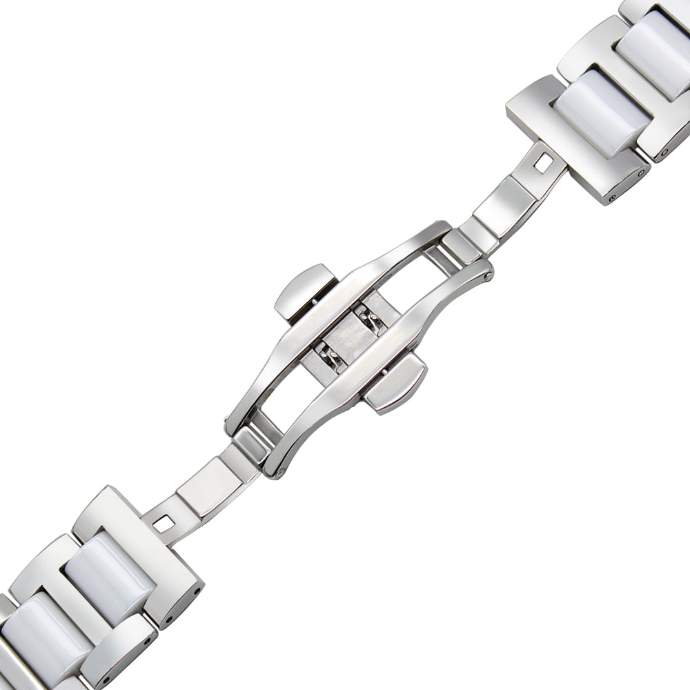[Fitbit Versa 3 & 4/Sense 1 & 2] Ceramic Bracelet - Silver / White