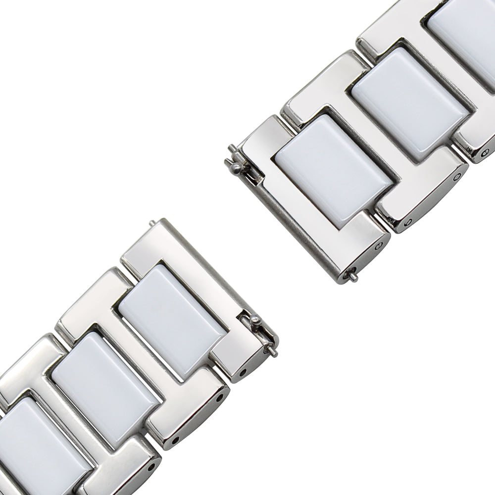 [Fitbit Versa 3 & 4/Sense 1 & 2] Ceramic Bracelet - Silver / White