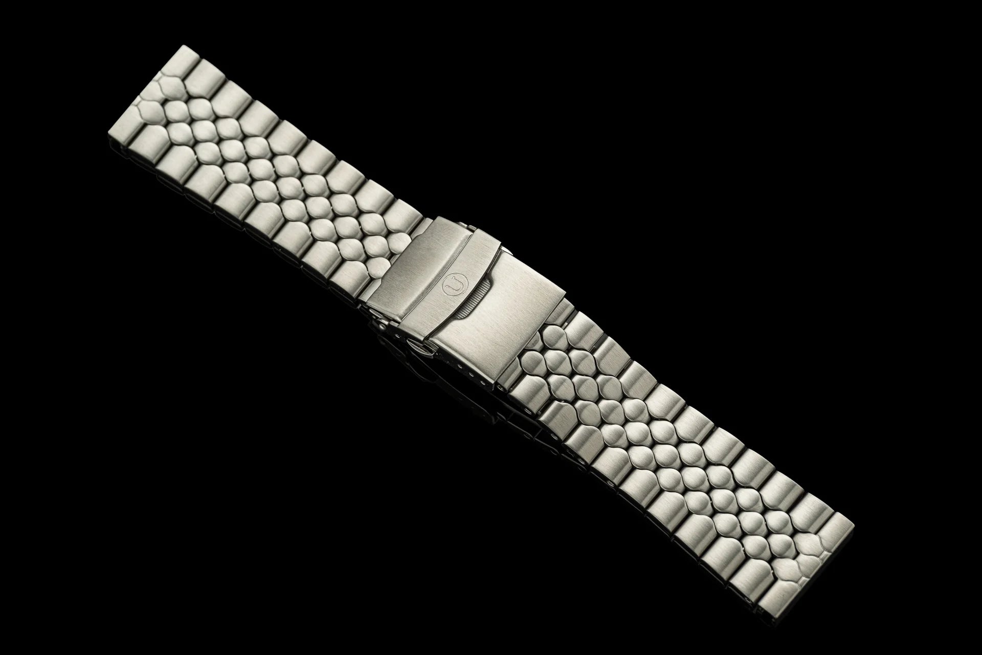 Stainless steel snakeskin bracelet with straight end clasp, available in 18mm 20mm 22mm sizes