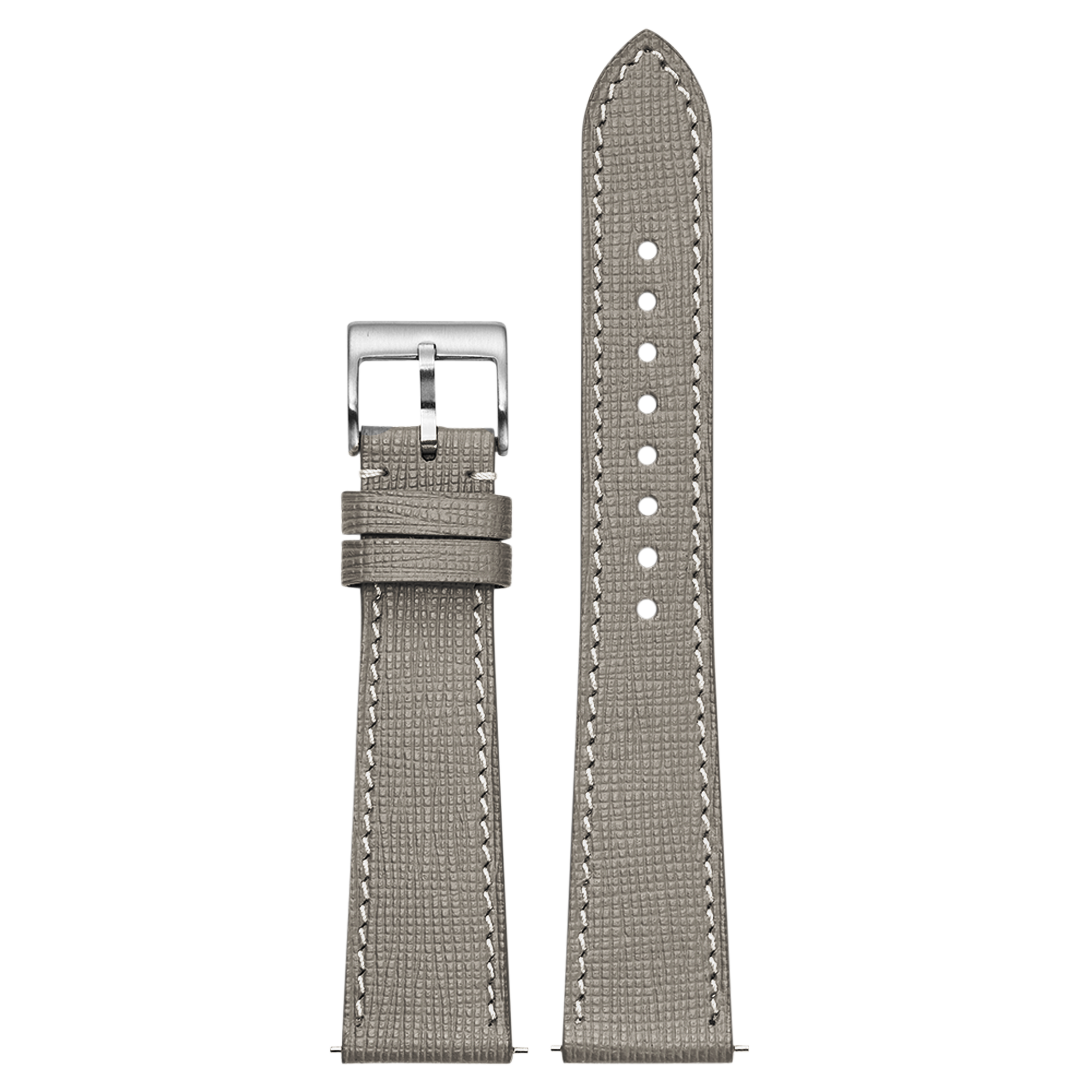 [Fitbit Versa 3 & 4/Sense 1 & 2] Chevre Saffiano Leather - Taupe Grey with White Stitching
