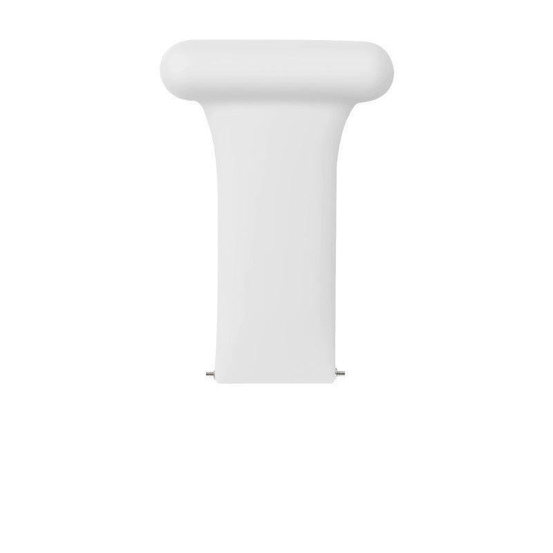 White cylindrical quick release job fob with rounded top cap and attachment clips for medical professionals