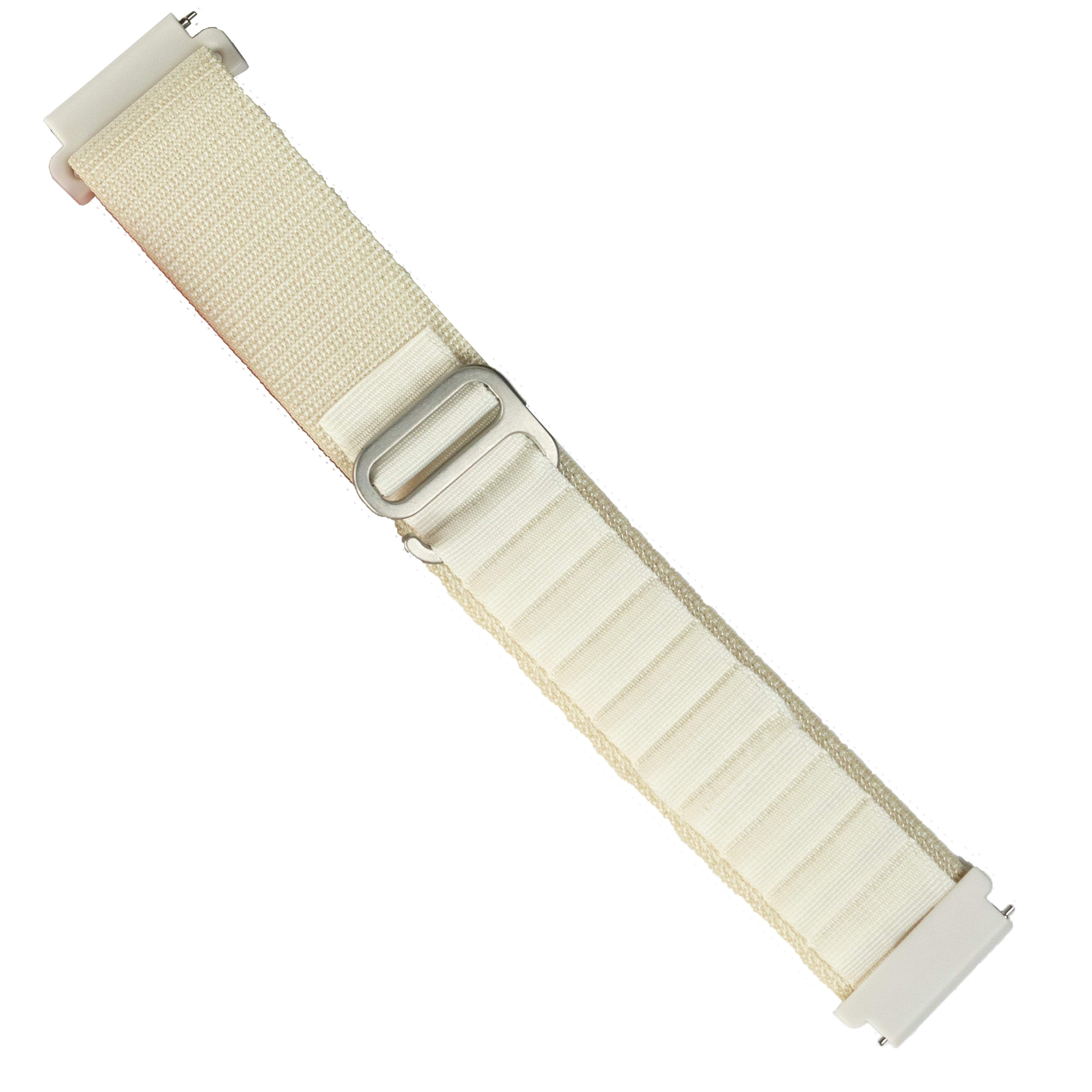 Cream Alpine Loop quick release watch band with metal buckle hardware and adjustable fit
