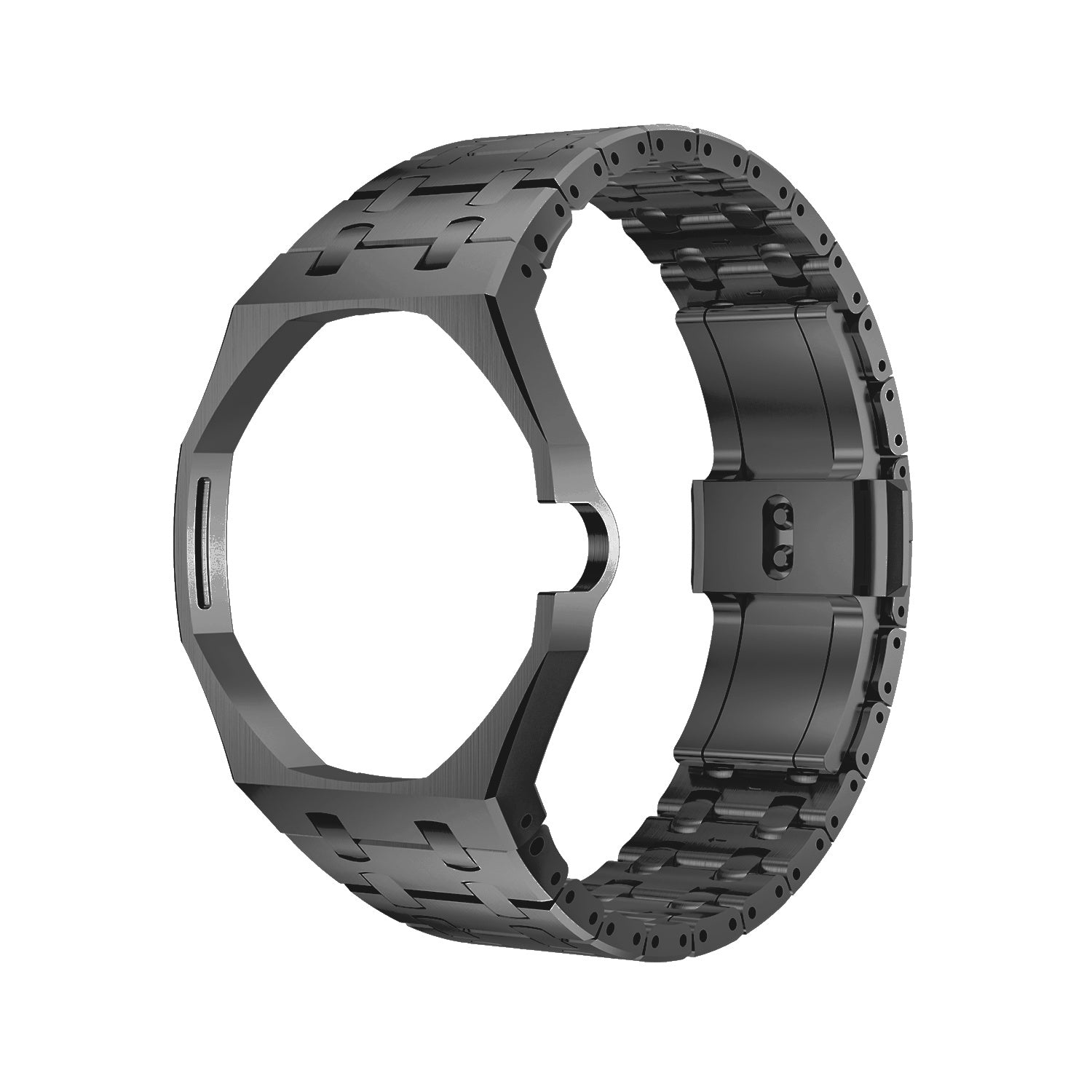 AP x Swatch Royal Pop stainless steel case and bracelet in black, side profile