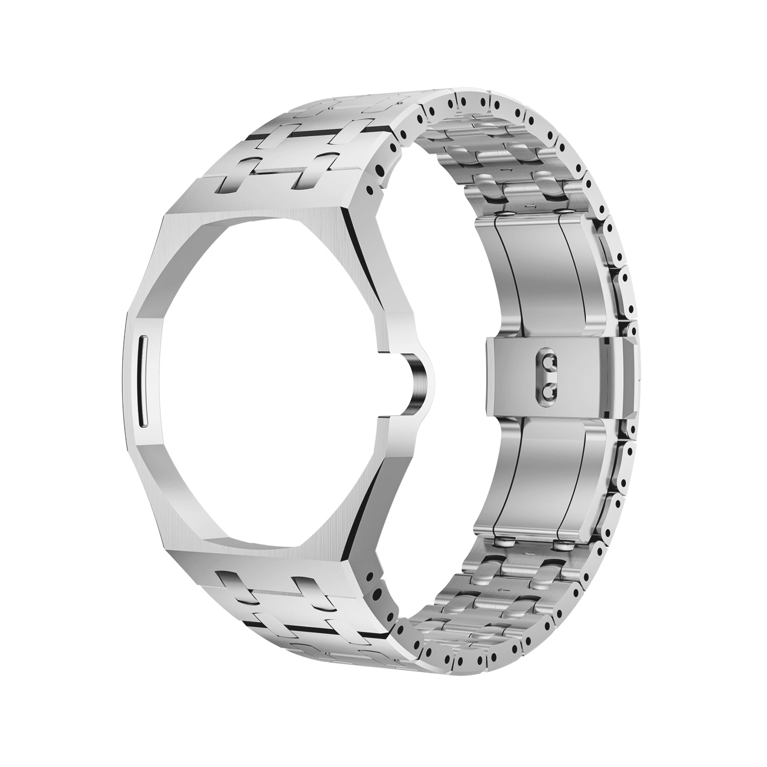 AP x Swatch Royal Pop stainless steel case and bracelet in silver, side profile