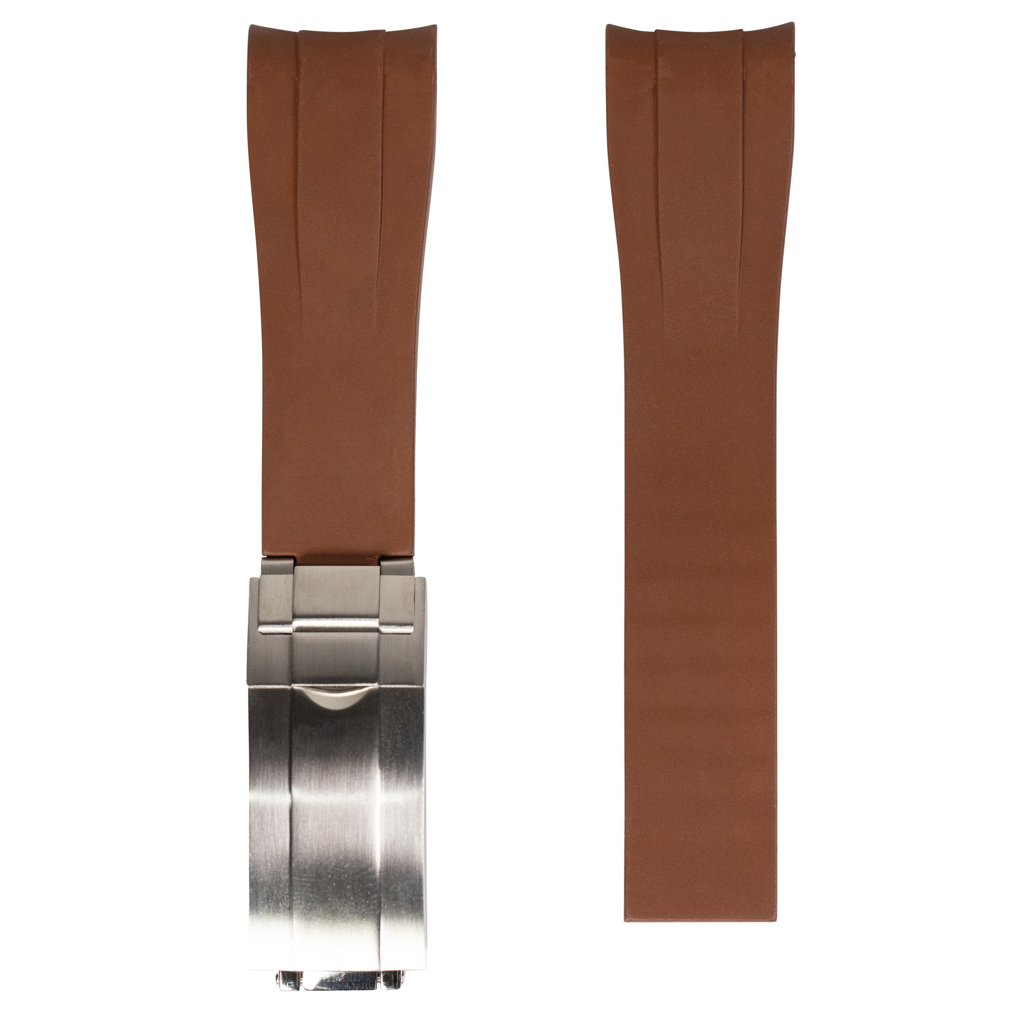 [Curved] Vulcanised Rubber with Oyster Clasp  - Brown