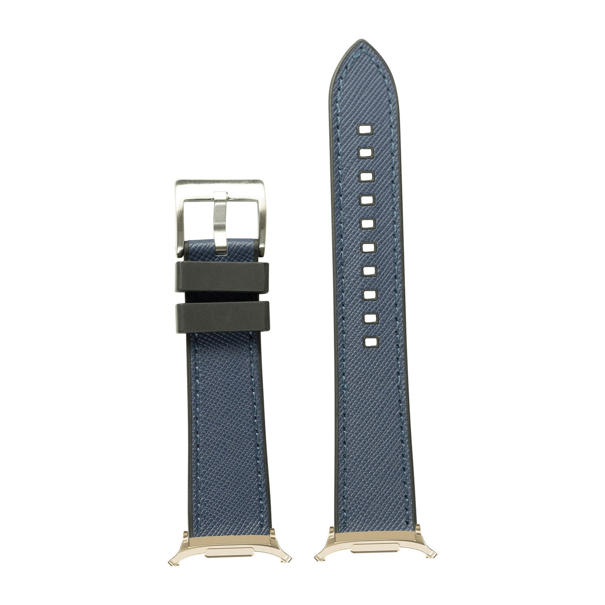Saffiano Leather & FKM Rubber Hybrid for the Galaxy Watch 8, 9 and Ultra with Gold adapter fitted