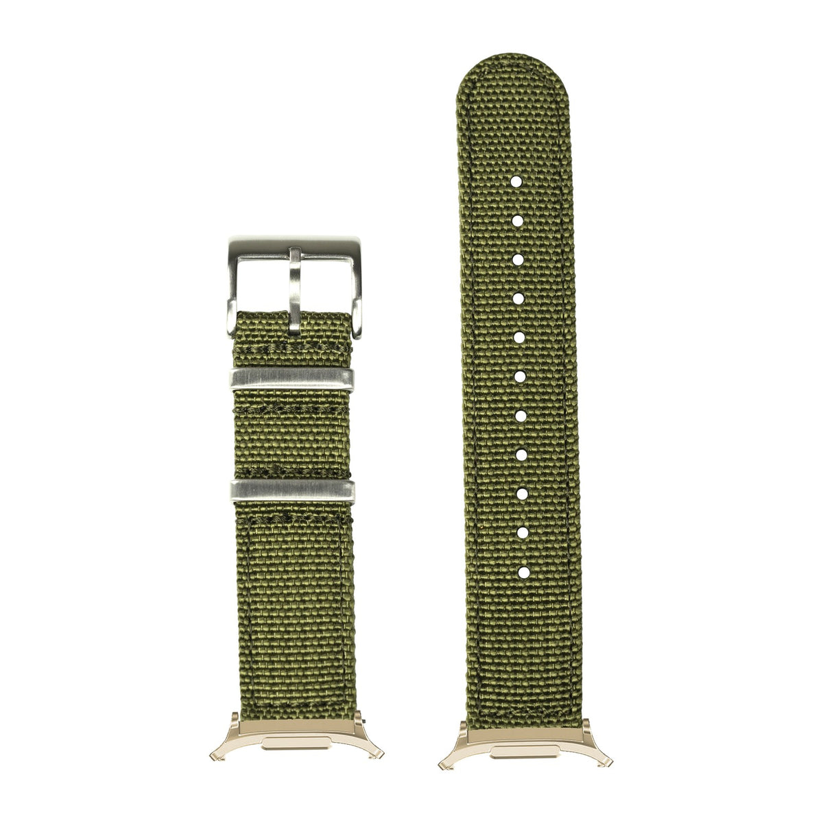 Alpha Militex - Army Green for the Galaxy Watch 8, 9 and Ultra with Gold adapter fitted