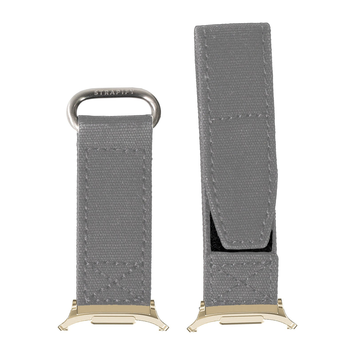 Military Velcro - Grey for the Galaxy Watch 8, 9 and Ultra with Gold adapter fitted