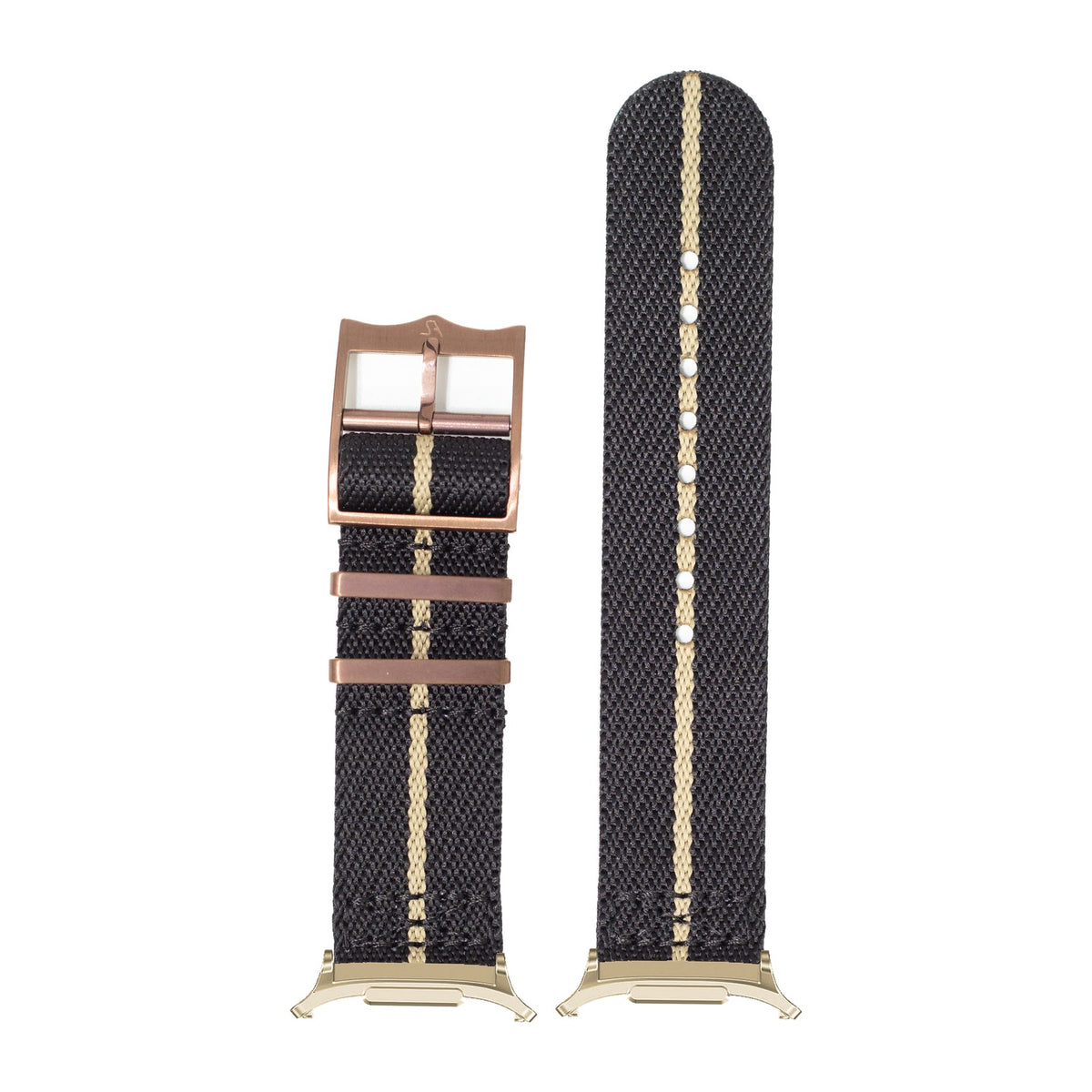 Cross Militex - Black / Wheat [Bronze Coloured Hardware] for the Galaxy Watch 8, 9 and Ultra with Gold adapter fitted