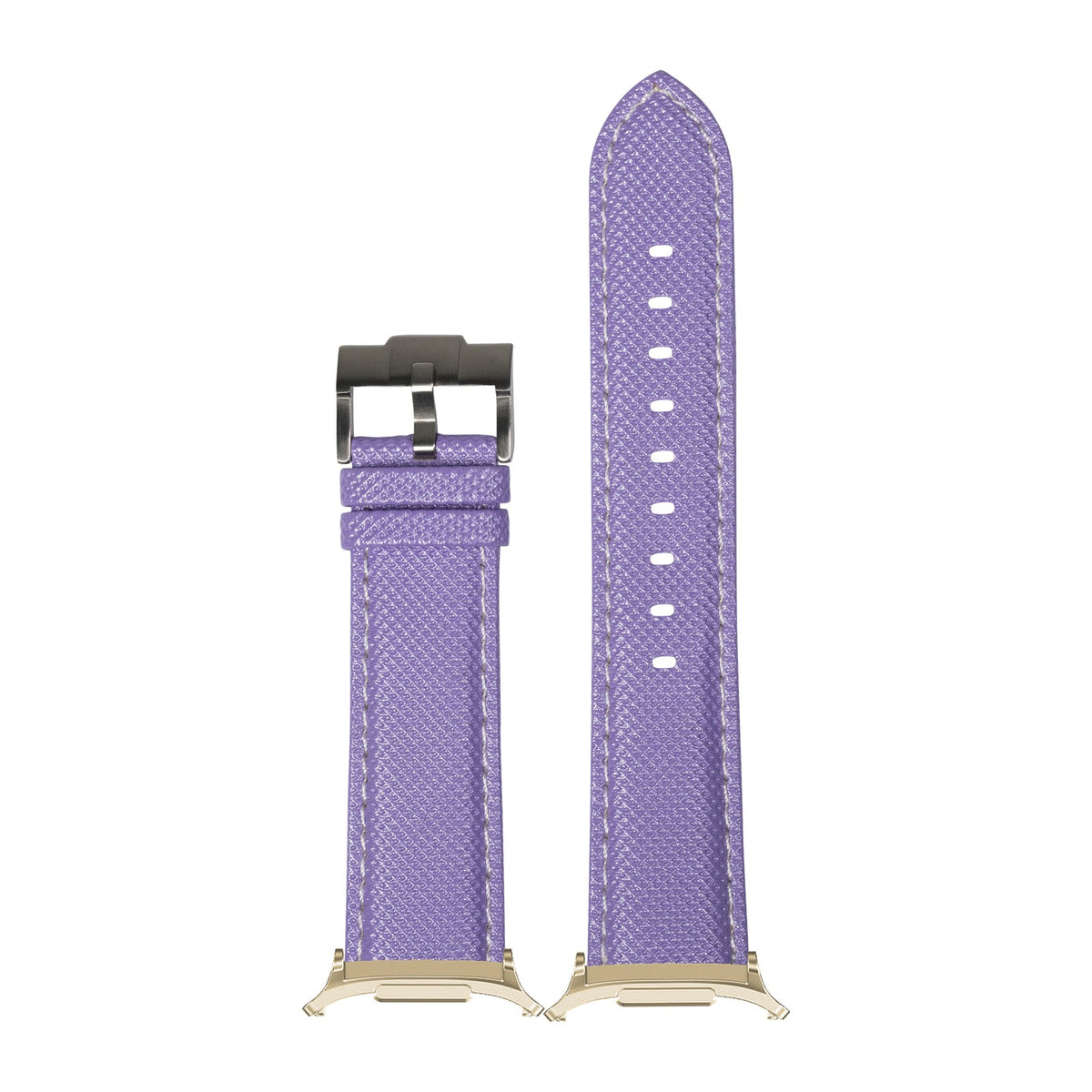 Sailcloth - Lavender with White Stitching for the Galaxy Watch 8, 9 and Ultra with Gold adapter fitted
