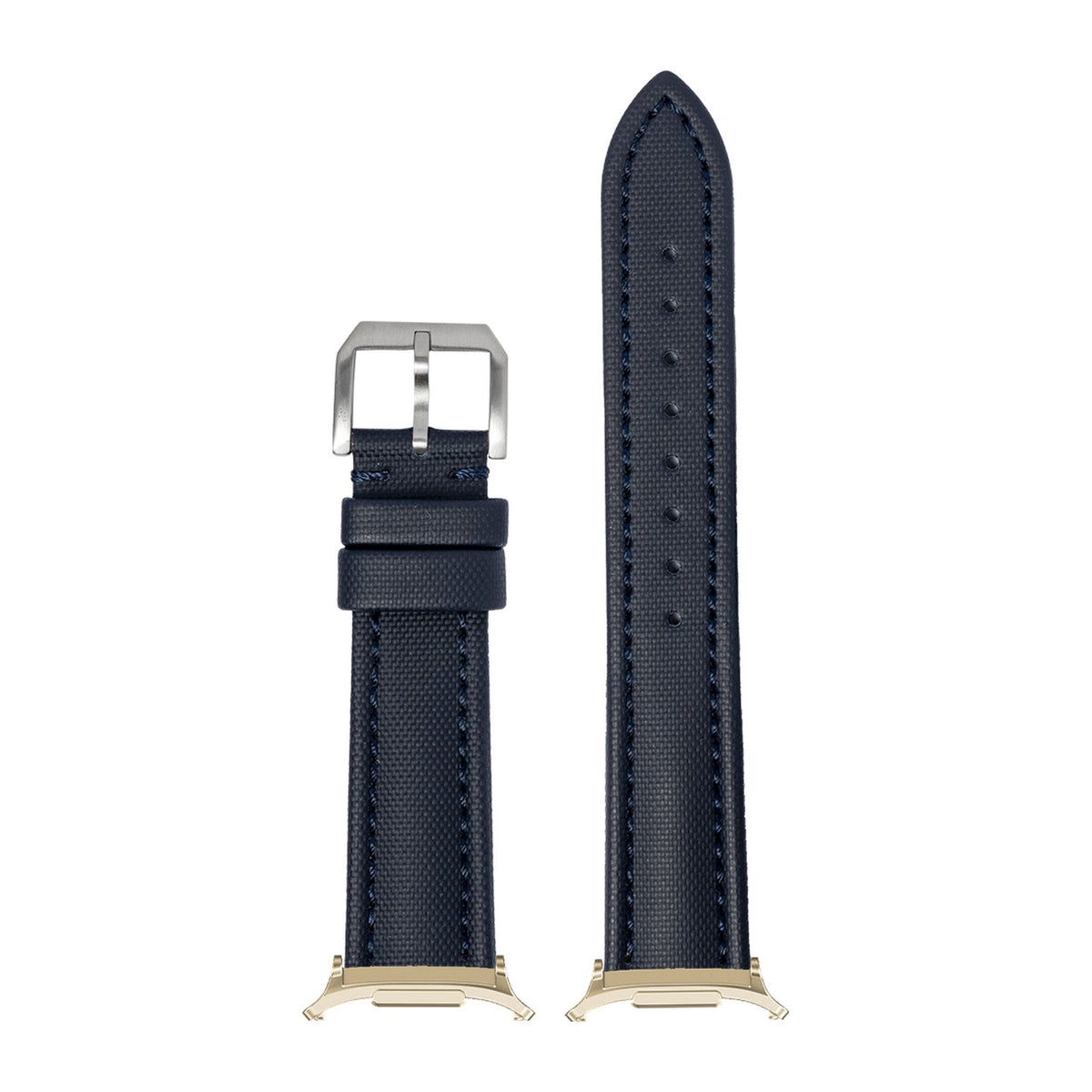 King Sailcloth - Navy Blue - Medium/Large for the Galaxy Watch 8, 9 and Ultra with Gold adapter fitted