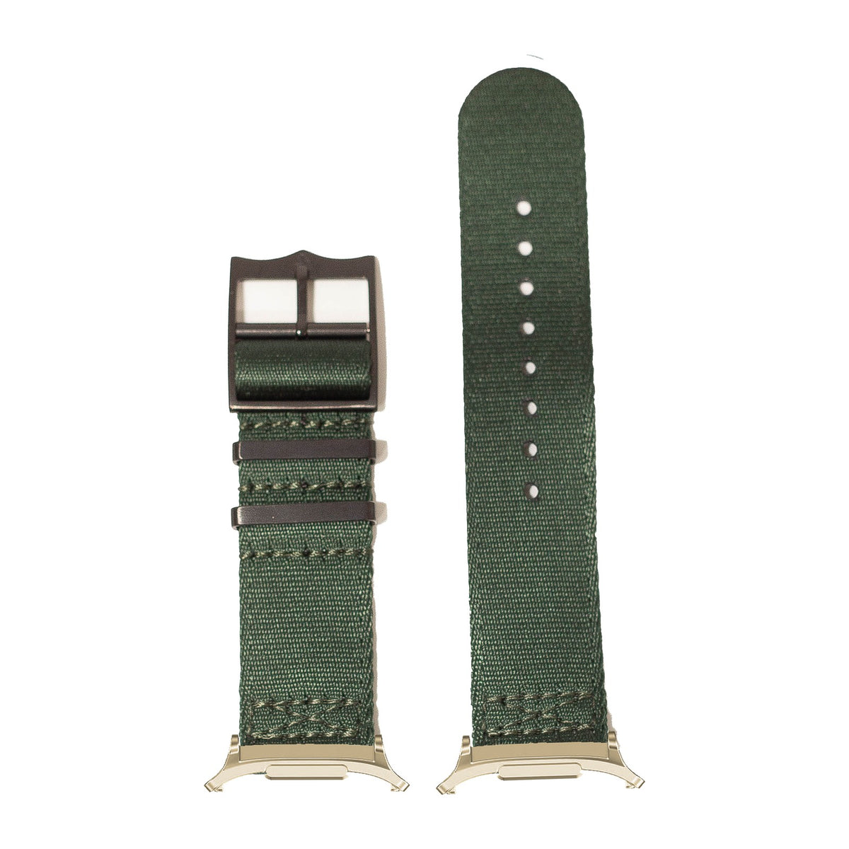 Ultra Militex - Forest Green [Black Hardware] for the Galaxy Watch 8, 9 and Ultra with Gold adapter fitted