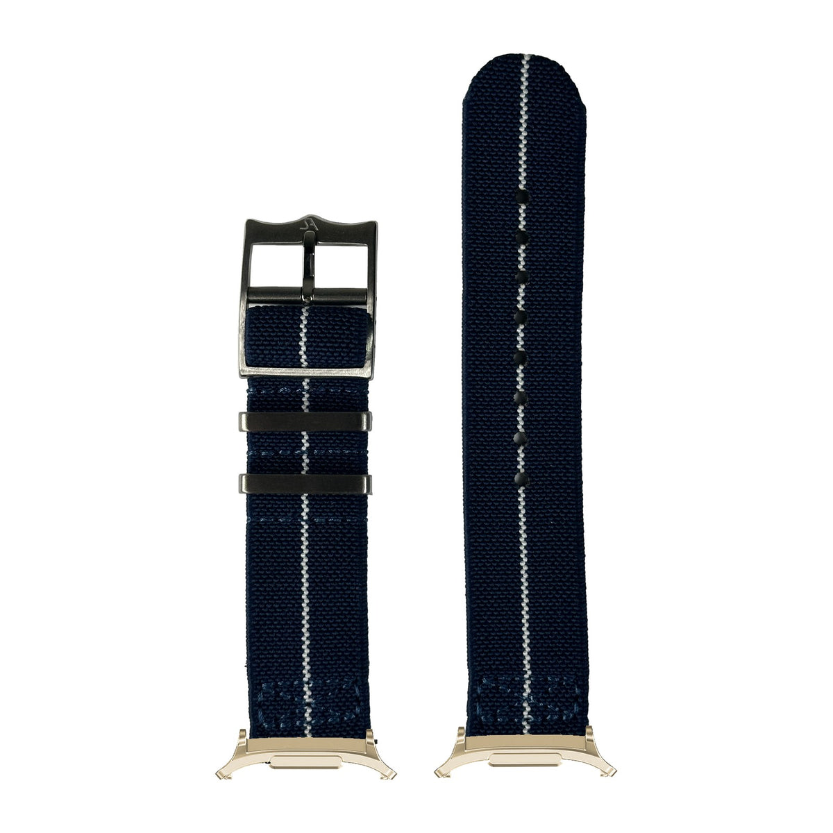 ElastoFlex - Navy Blue/White for the Galaxy Watch 8, 9 and Ultra with Gold adapter fitted