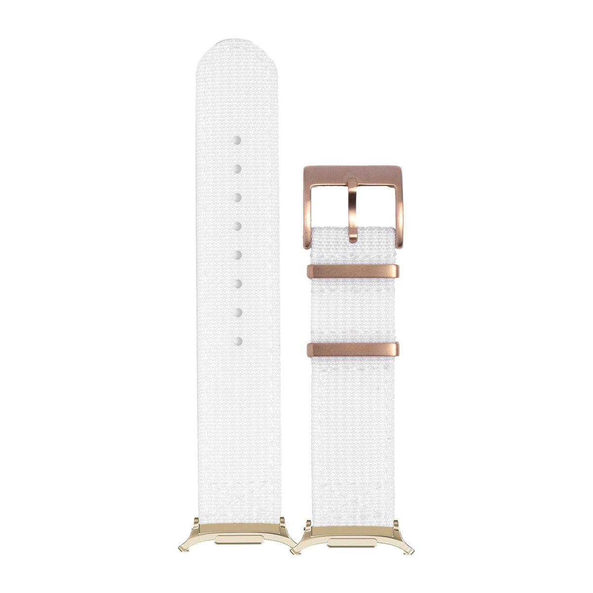 Alpha Militex - White - Small/Medium for the Galaxy Watch 8, 9 and Ultra with Gold adapter fitted