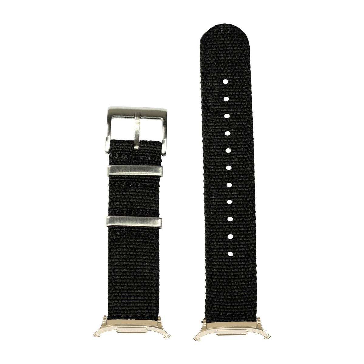 Alpha Militex - Black for the Galaxy Watch 8, 9 and Ultra with Gold adapter fitted