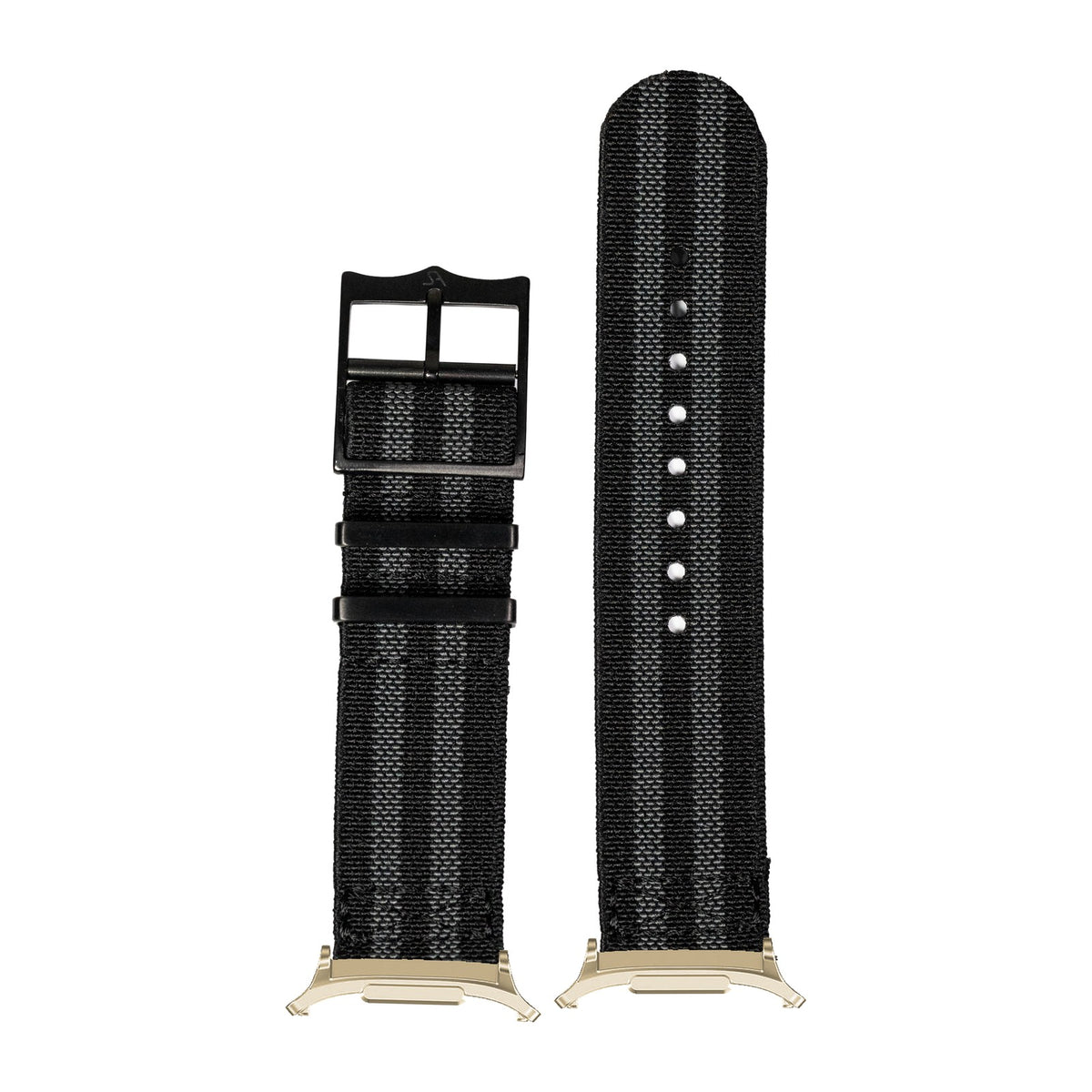 ElastoFlex - Stealth Bond [Black Hardware] for the Galaxy Watch 8, 9 and Ultra with Gold adapter fitted