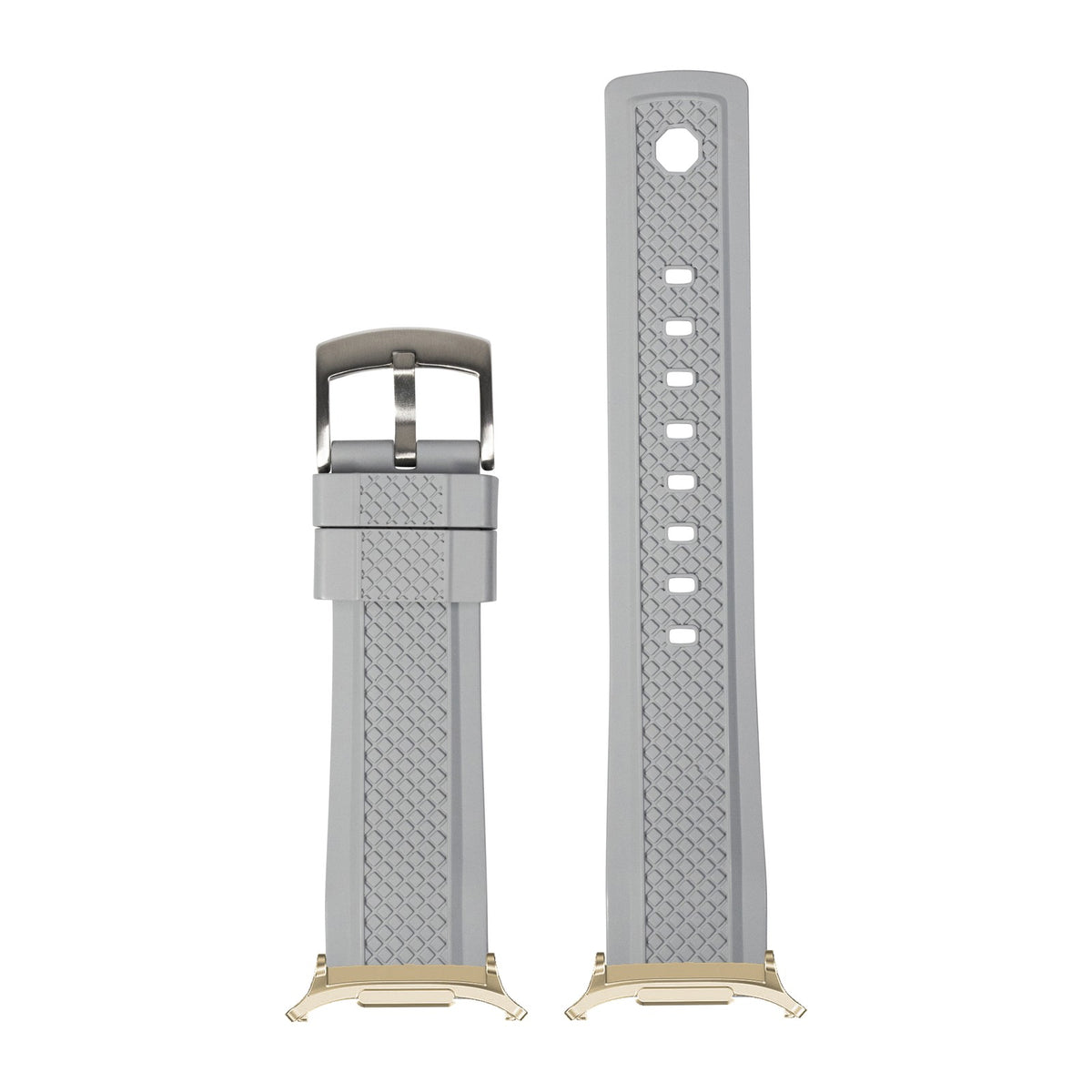 GridLock FKM Rubber - Grey for the Galaxy Watch 8, 9 and Ultra with Gold adapter fitted