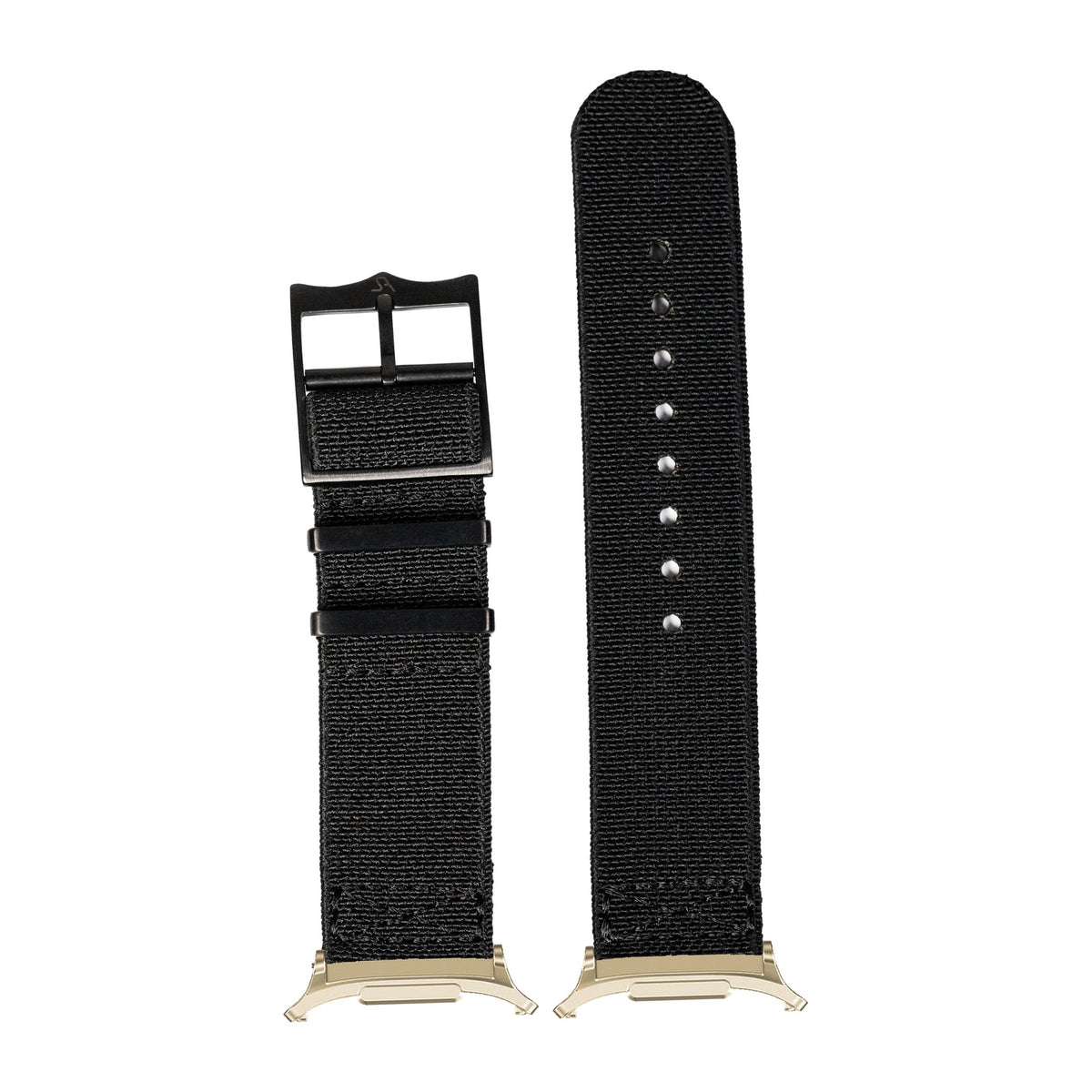 ElastoFlex - Stealth Black [Black Hardware] for the Galaxy Watch 8, 9 and Ultra with Gold adapter fitted