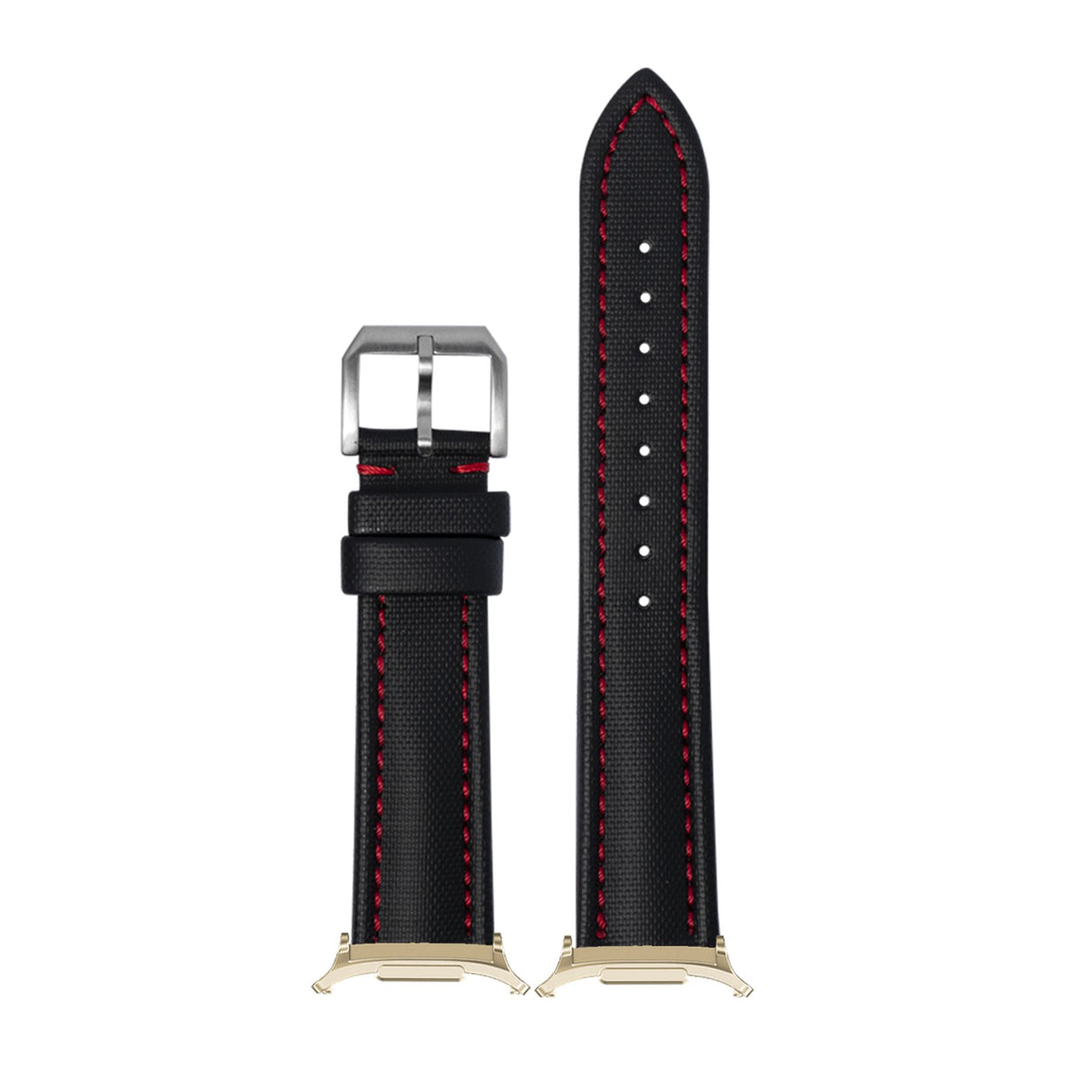 King Sailcloth - Black - Medium/Large for the Galaxy Watch 8, 9 and Ultra with Gold adapter fitted