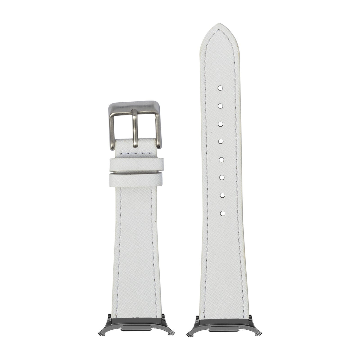 Saffiano Leather - White for the Galaxy Watch 8, 9 and Ultra with Grey adapter fitted