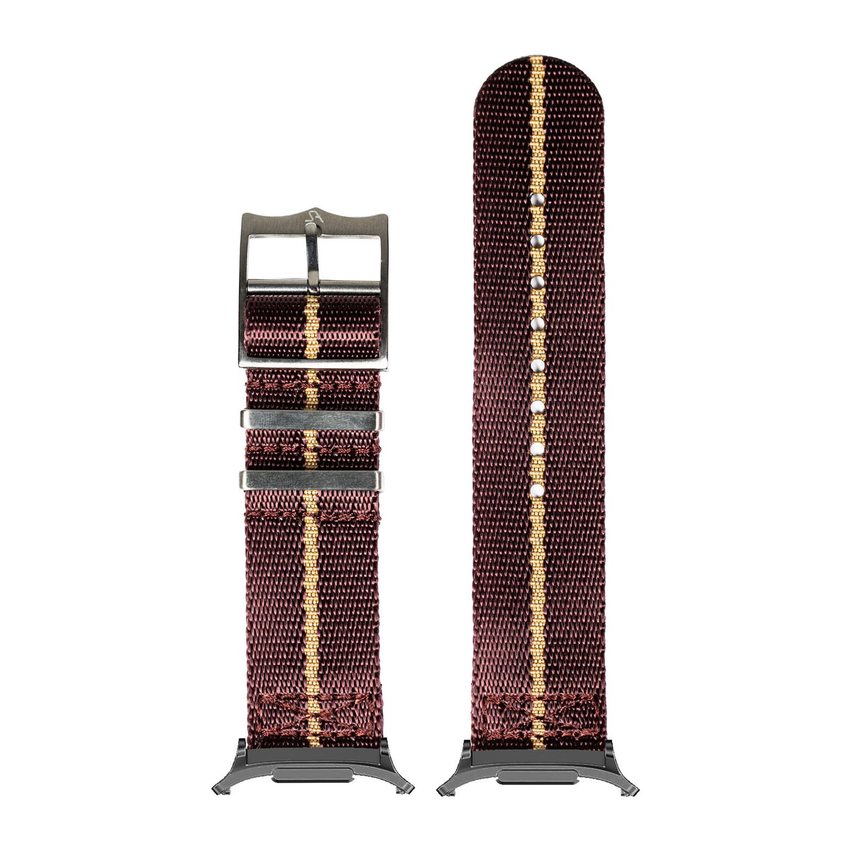 Supreme Militex - Burgundy Red/Wheat for the Galaxy Watch 8, 9 and Ultra with Grey adapter fitted
