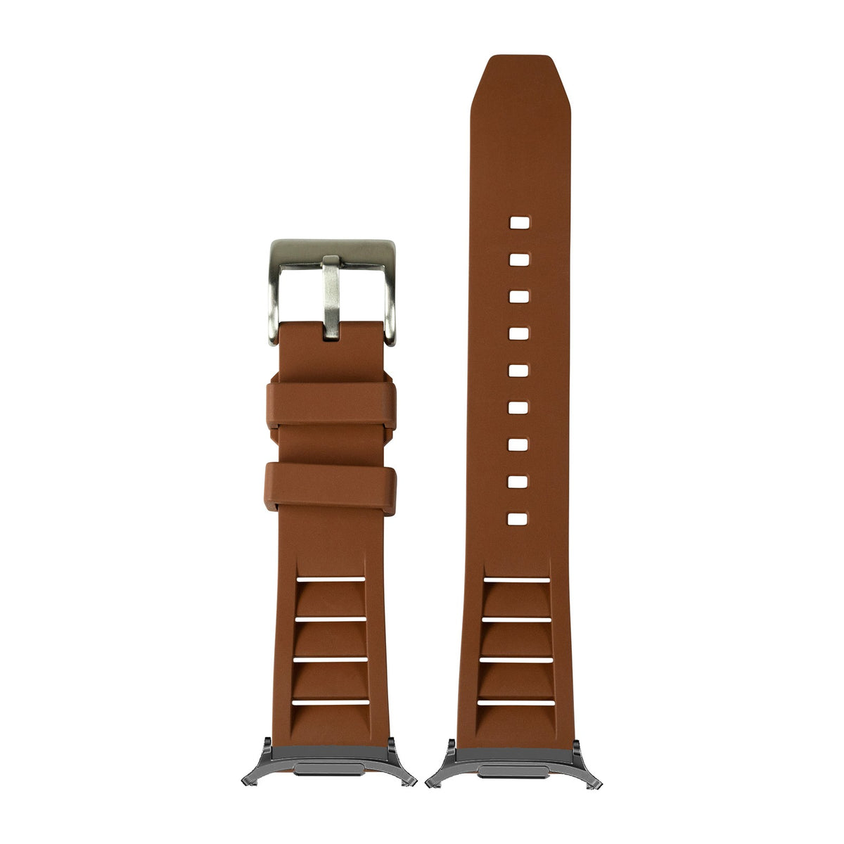 Shark Fin FKM Rubber - Brown for the Galaxy Watch 8, 9 and Ultra with Grey adapter fitted