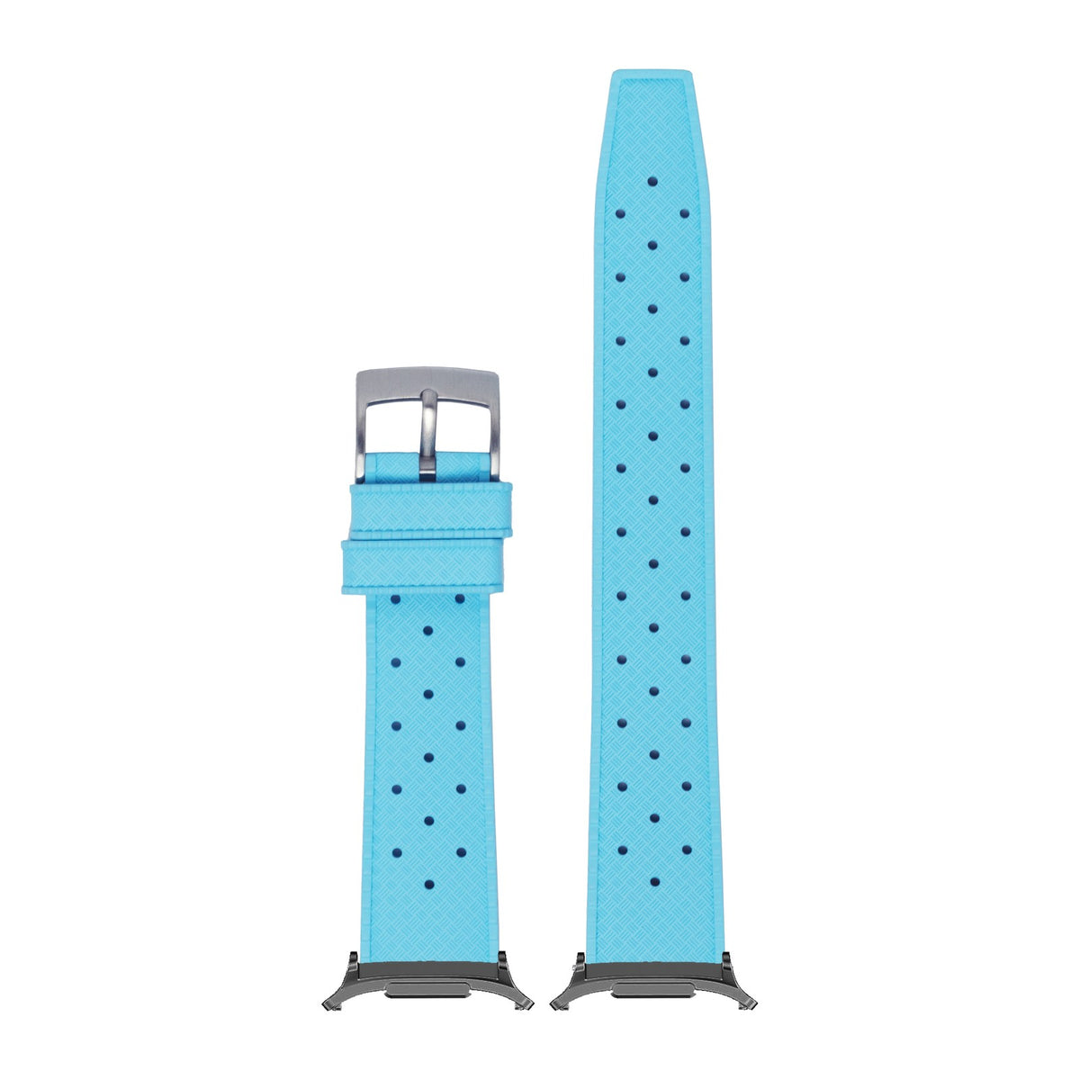 King Tropic FKM Rubber - Sky Blue for the Galaxy Watch 8, 9 and Ultra with Grey adapter fitted