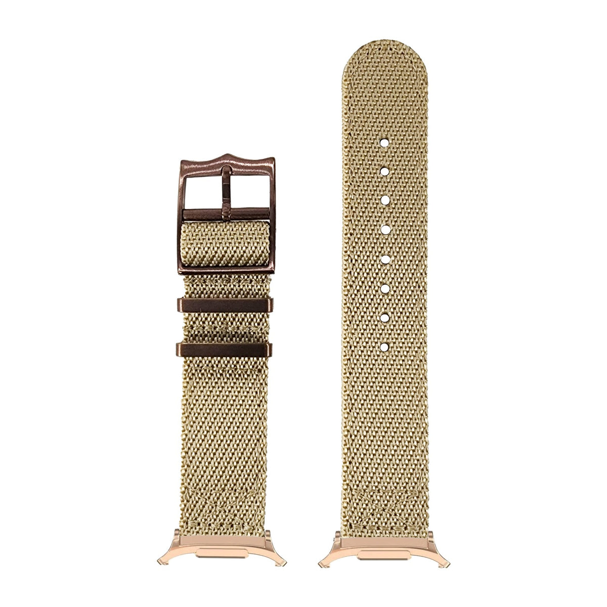 Cross Militex - Wheat [Bronze Coloured Hardware] for the Galaxy Watch 8, 9 and Ultra with Rose Gold adapter fitted