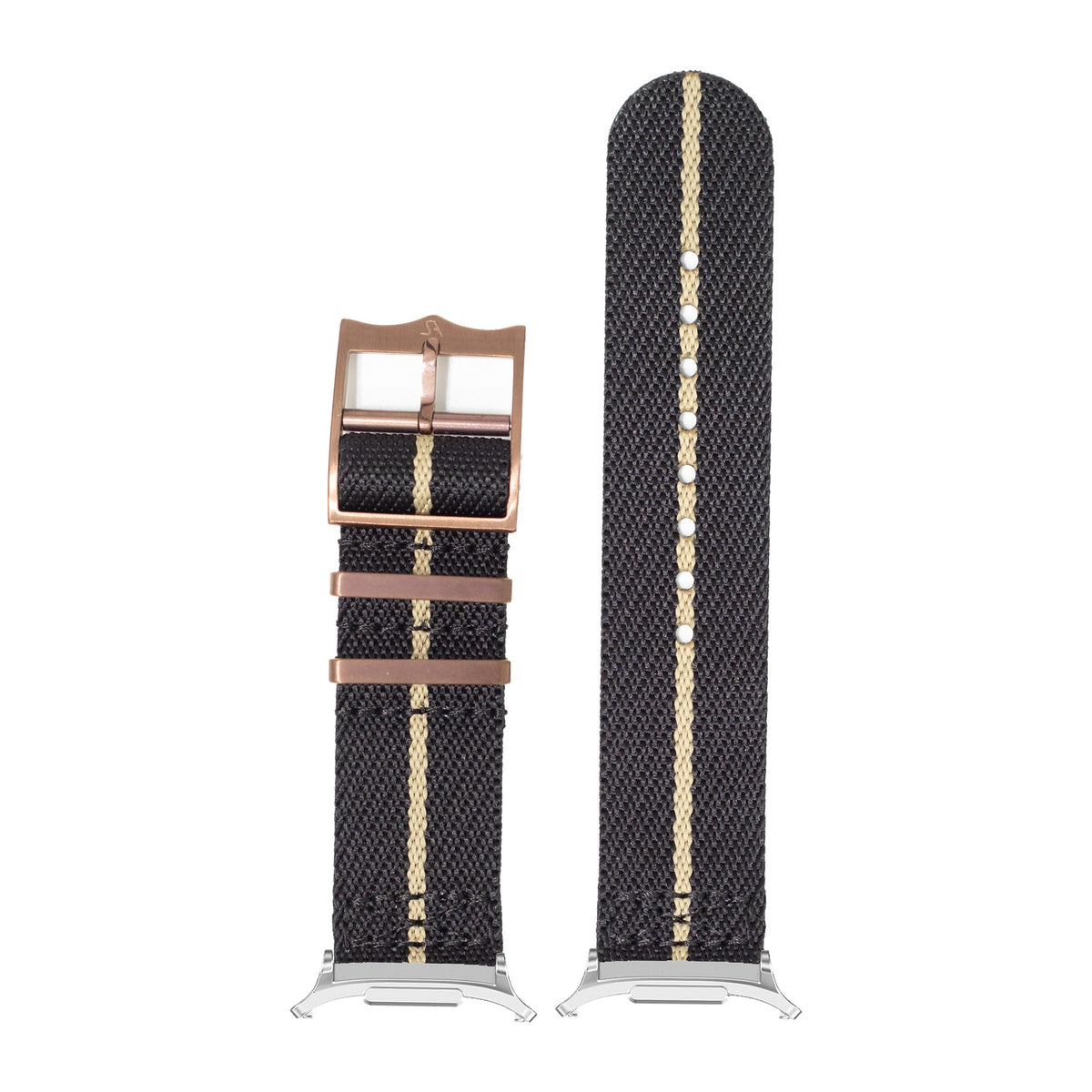 Cross Militex - Black / Wheat [Bronze Coloured Hardware] for the Galaxy Watch 8, 9 and Ultra with Silver adapter fitted